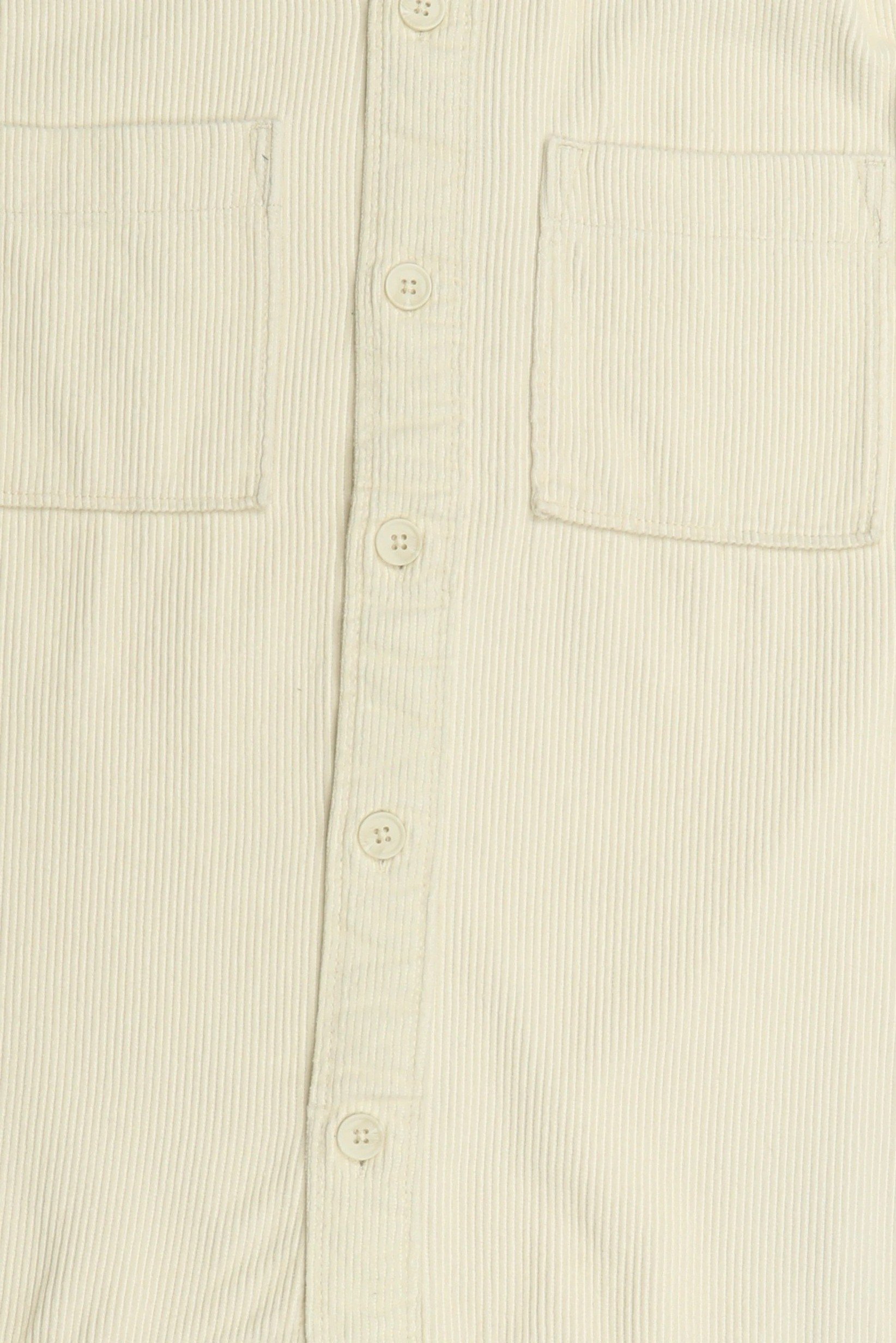 Men Regular Fit Long Sleeve Corduroy Casual Shirt, Ivory
