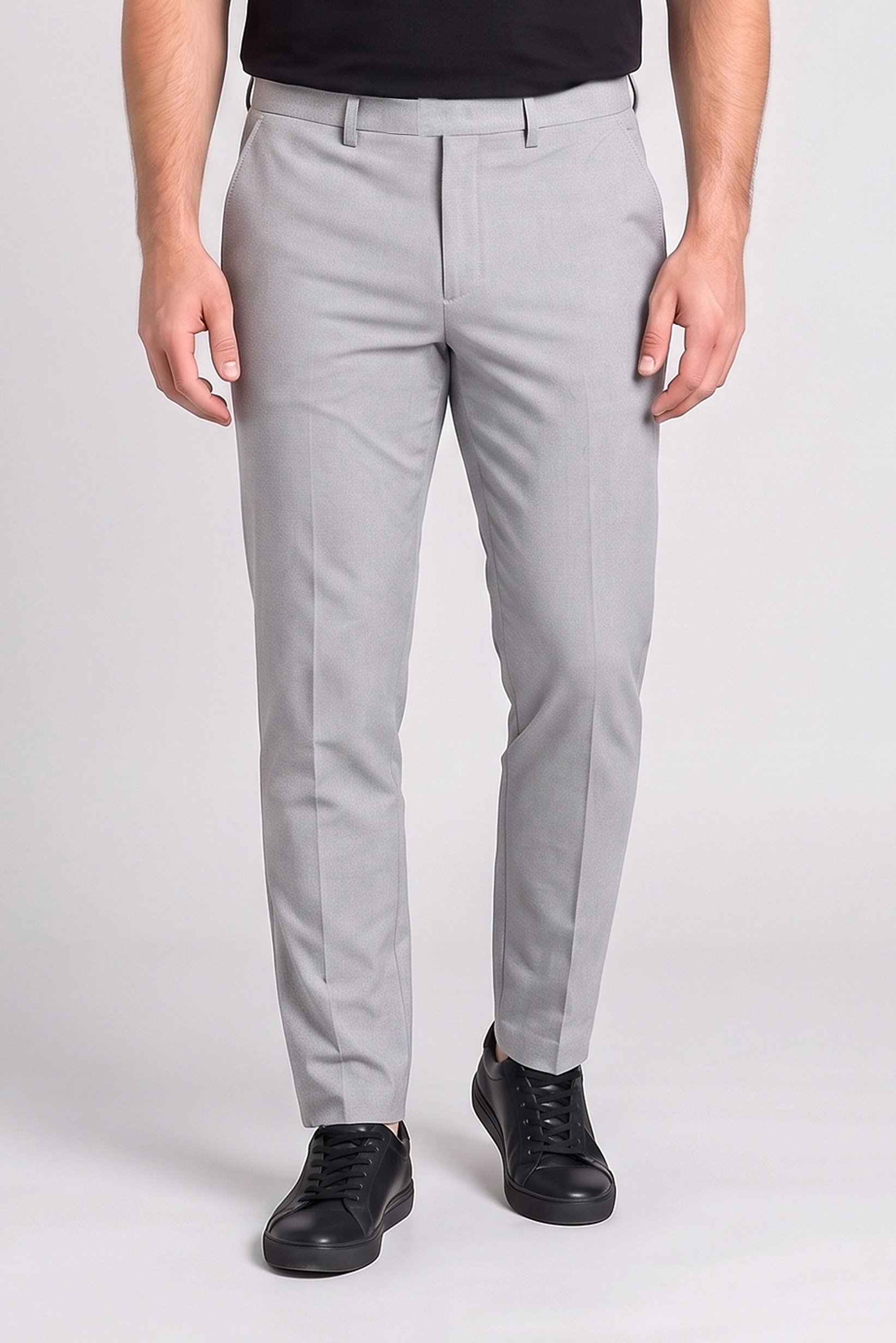 Men Slim Fit Textured Chino Pants, Light Grey