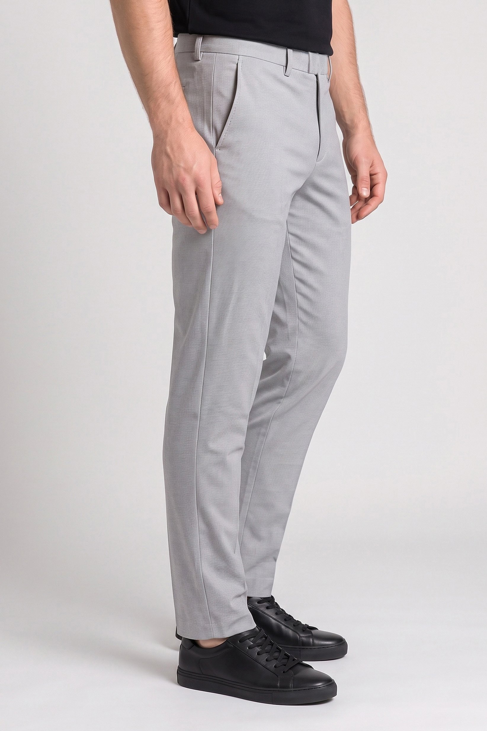 Men Slim Fit Textured Chino Pants, Light Grey