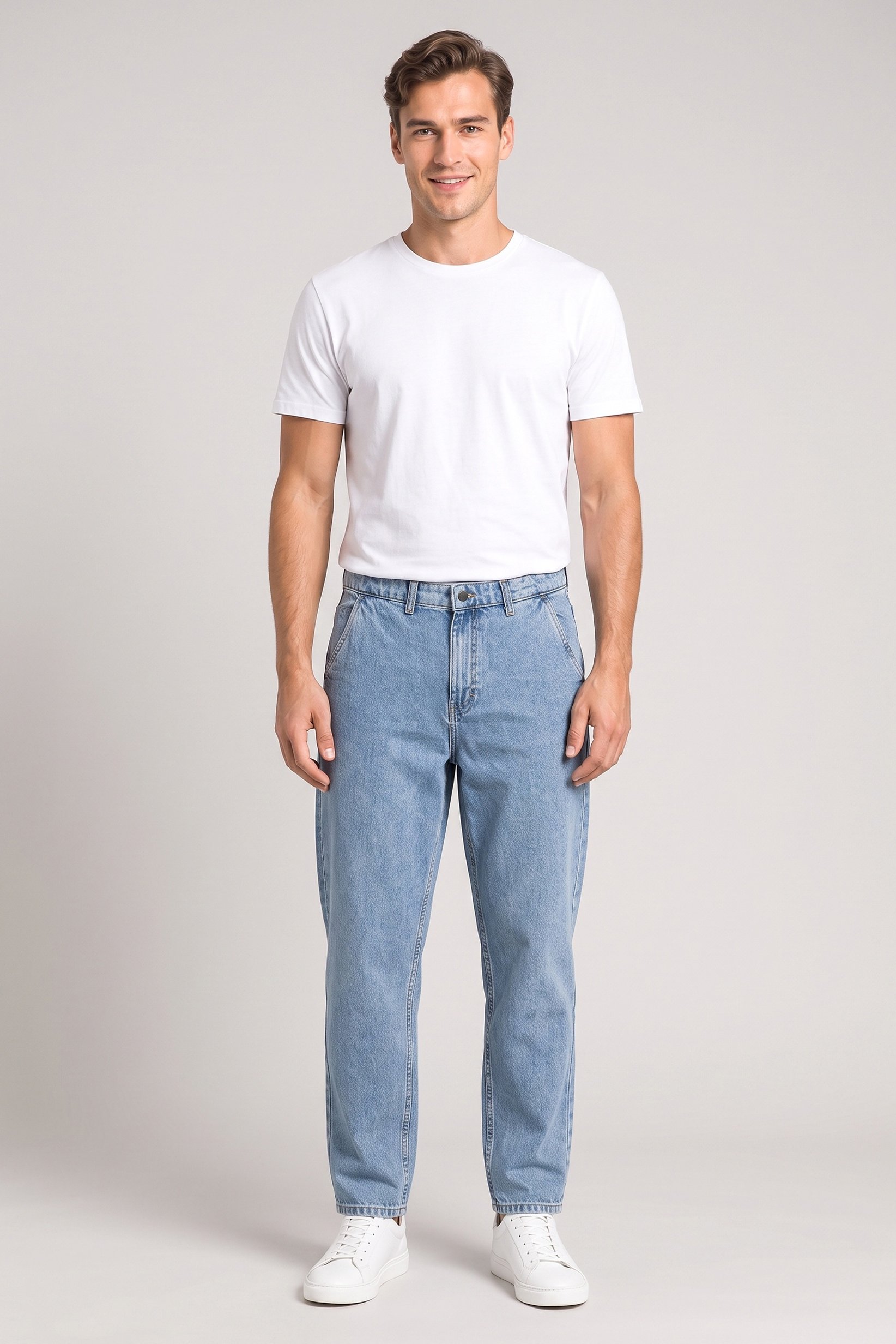 Men Relaxed Fit Washed Non Stretchable Jeans, Blue