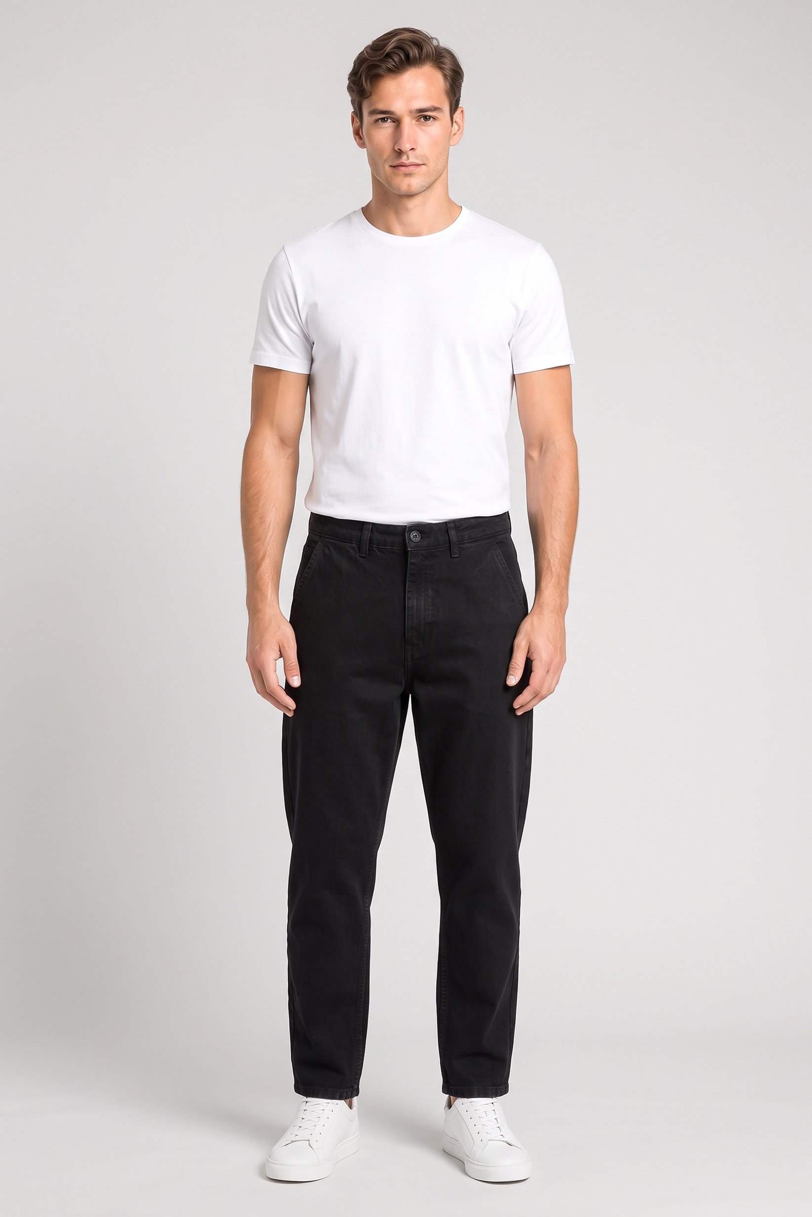 Men Relaxed Fit Washed No Stretch Jeans, Black