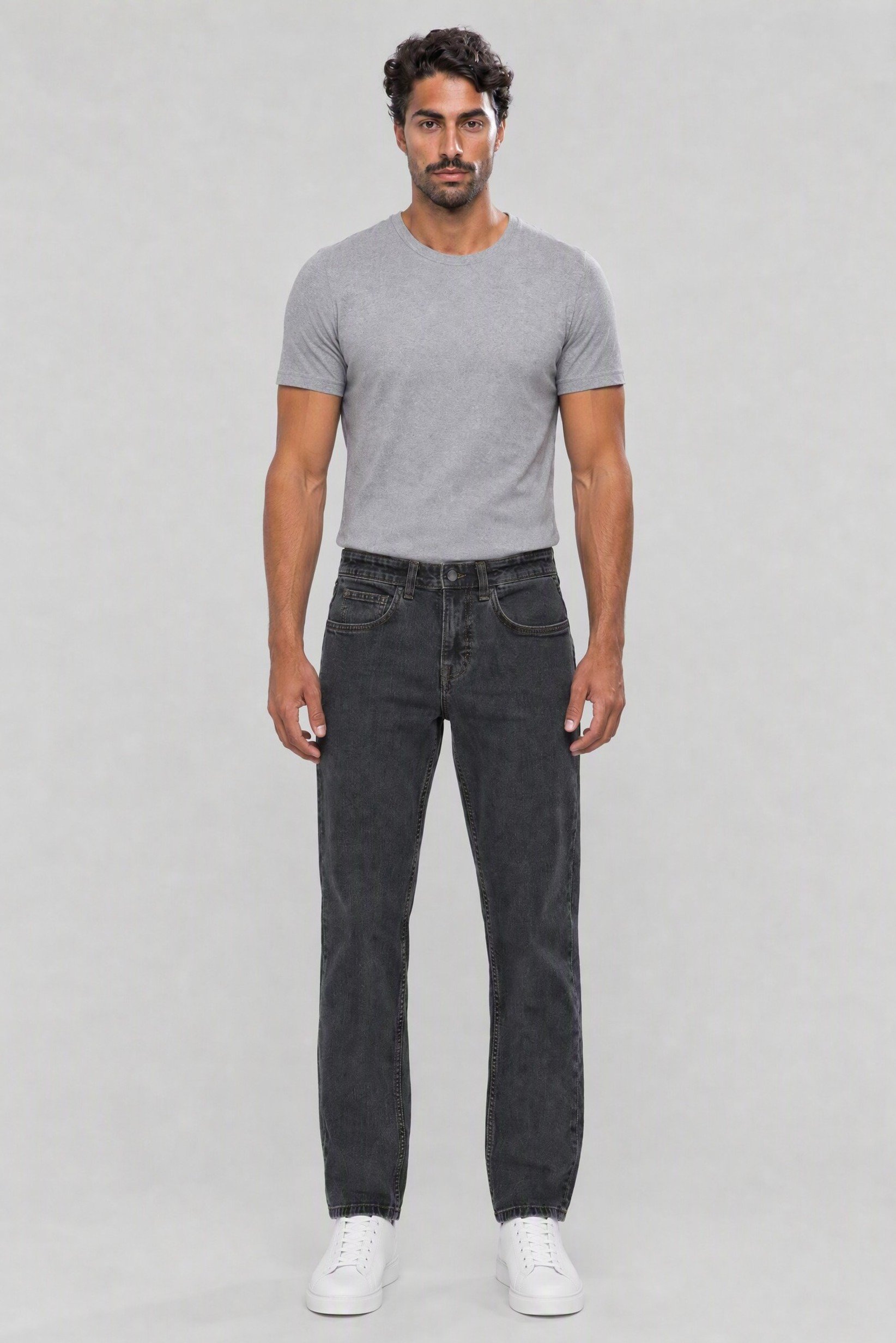 Men Straight Leg Washed Stretchable Jeans, Blue