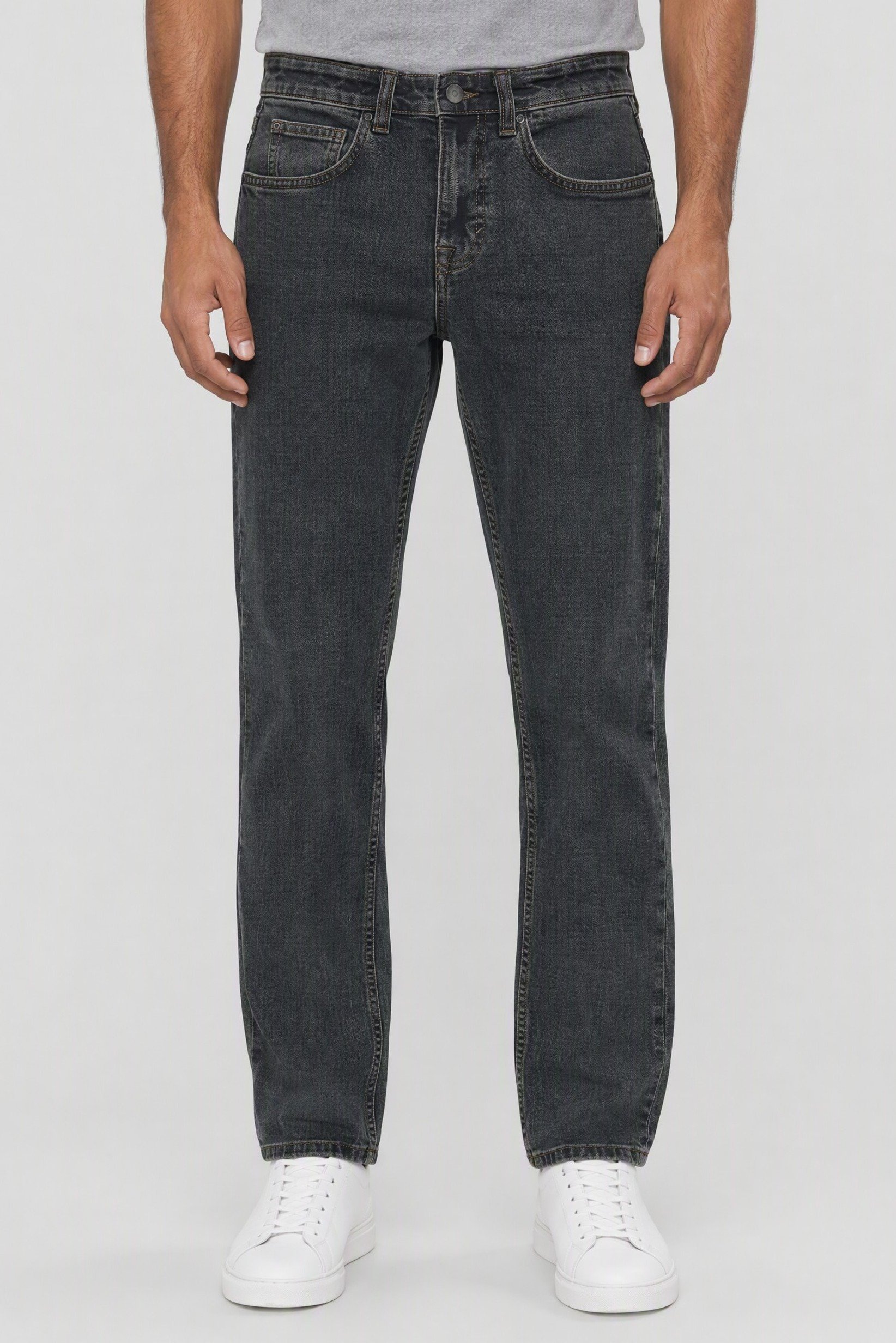 Men Straight Leg Washed Stretchable Jeans, Blue