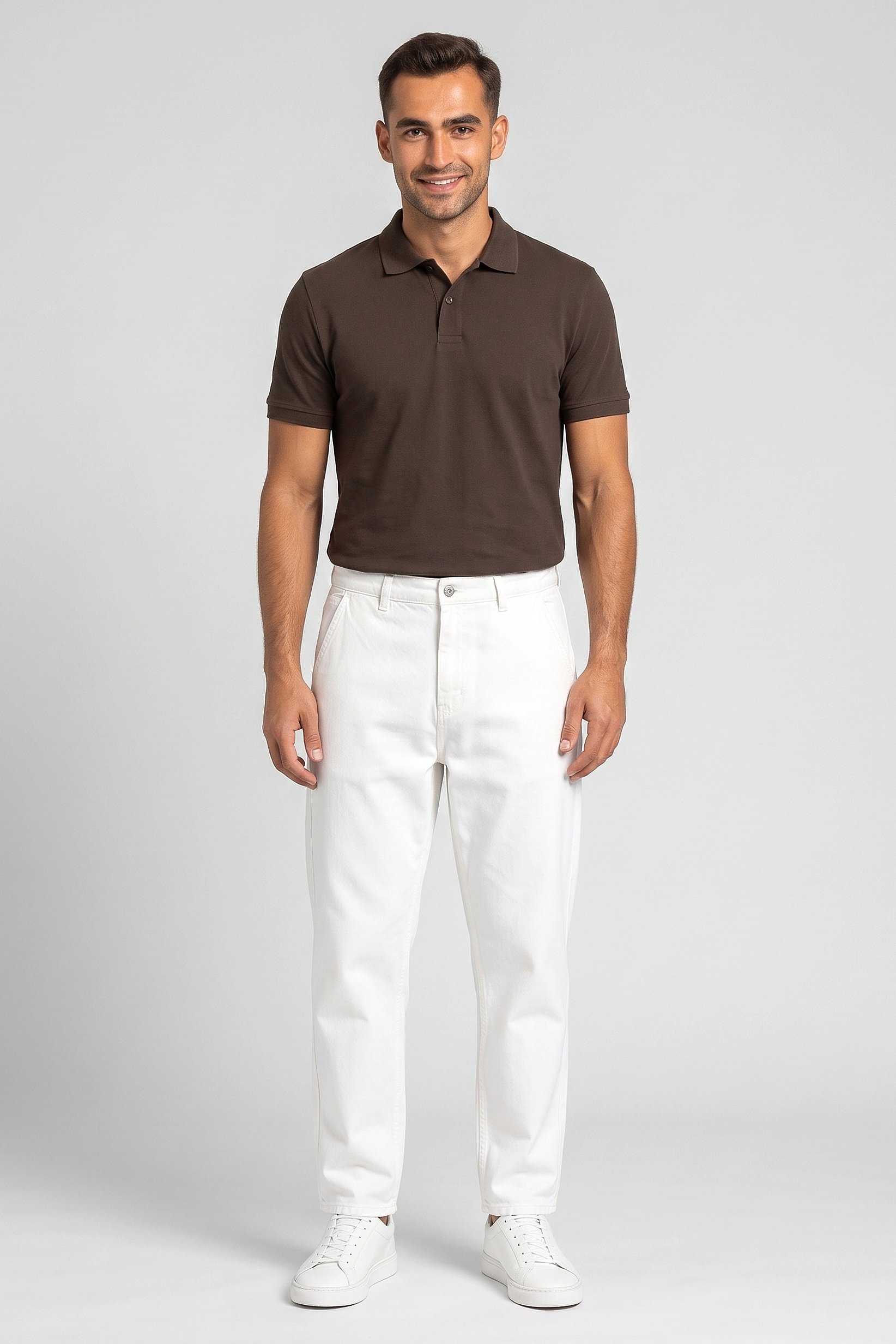 Men Relax Fit Plain Non-Stretchable Jeans, White