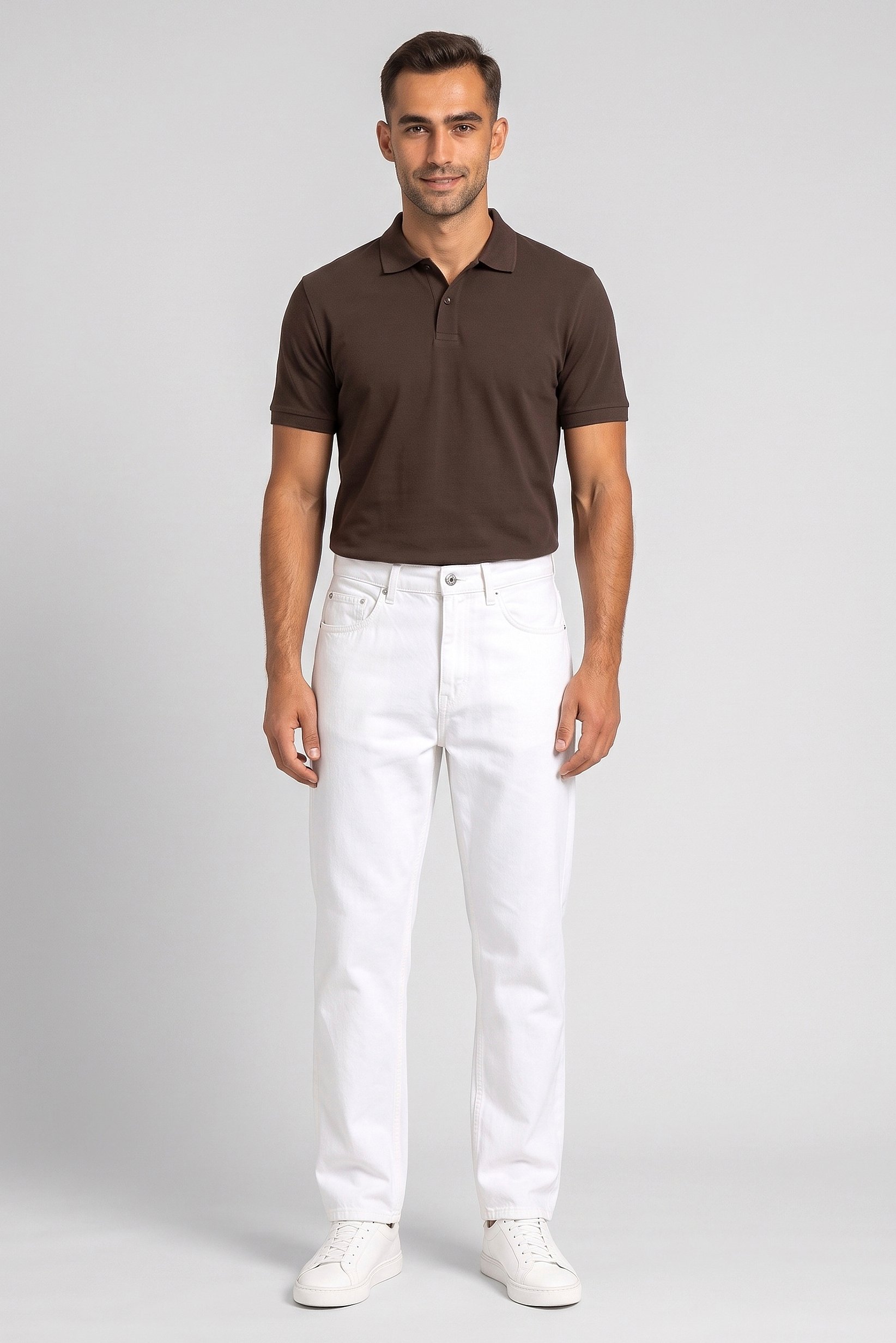 Men Baggy Fit Solid Non Stretchable Jeans, Off White