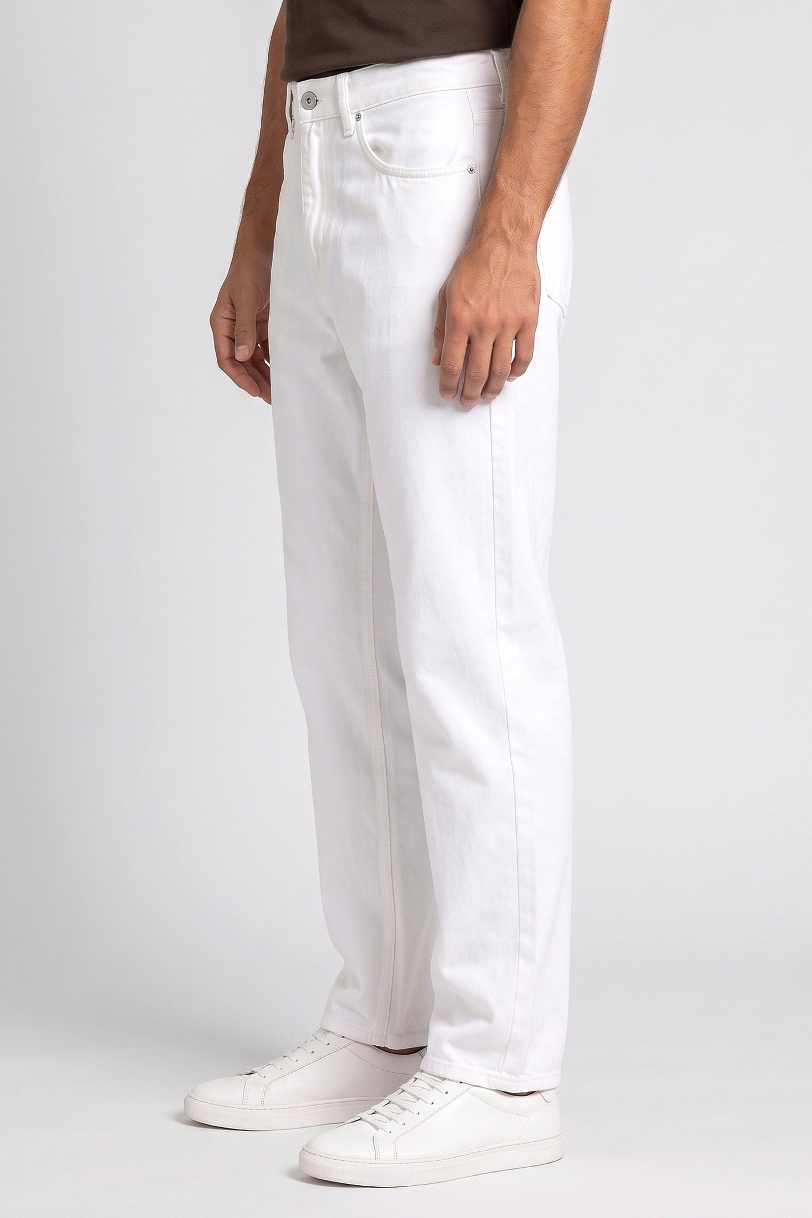 Men Baggy Fit Solid Non Stretchable Jeans, Off White