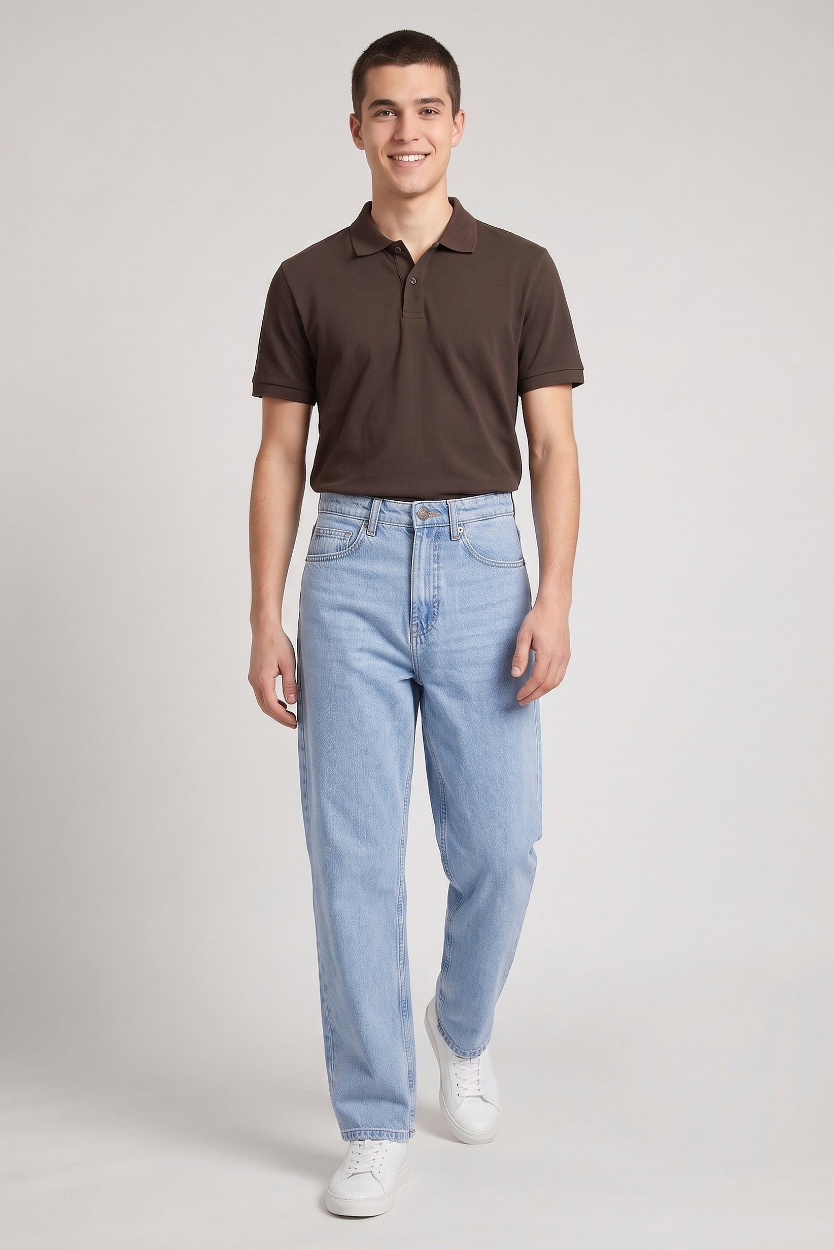 Men Baggy Fit Solid Non Stretchable Denim Jeans, Blue