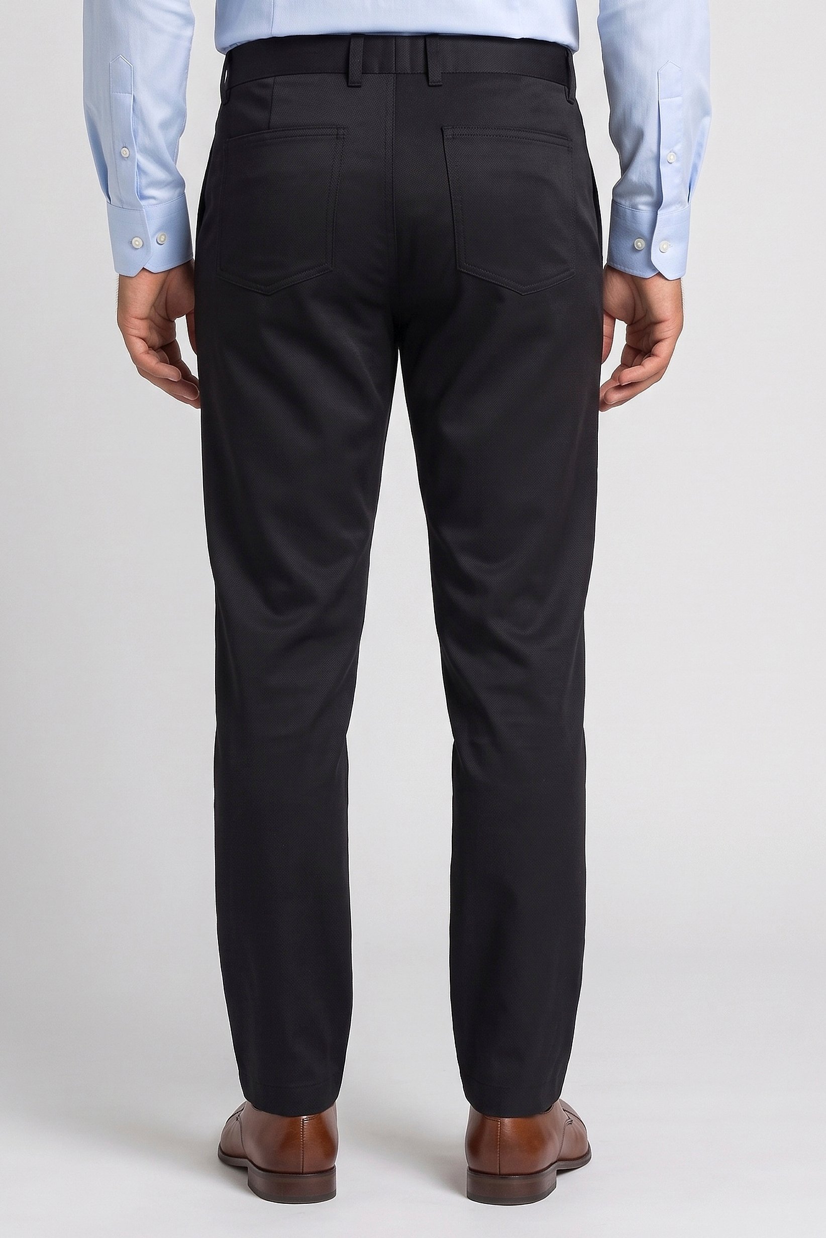 Men Regular Fit Solid Straight Leg Pants, Black