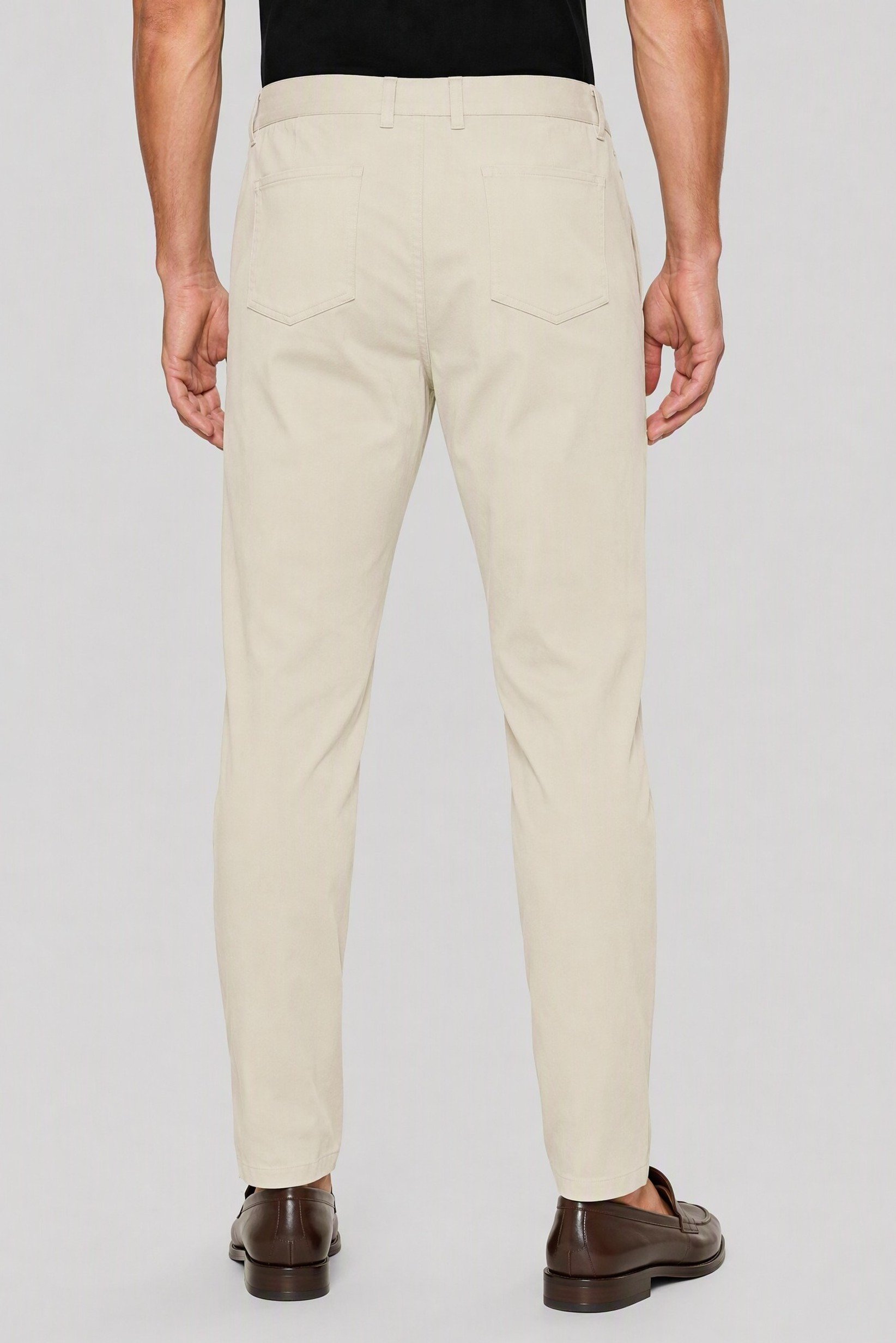 Men Regular Fit Solid Straight Leg Pants, Cream