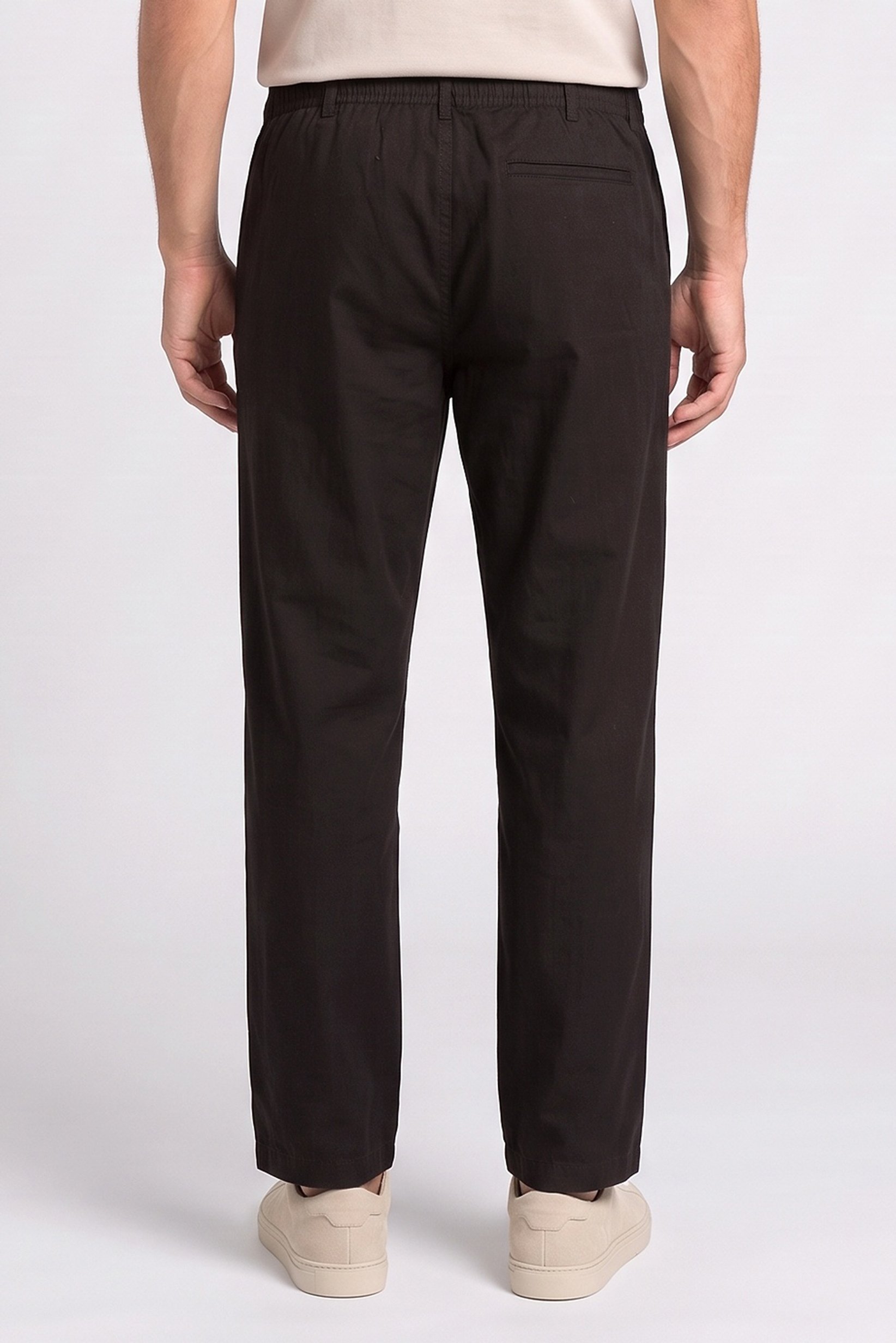 Men Straight Fit Textured Chino Pants, Black