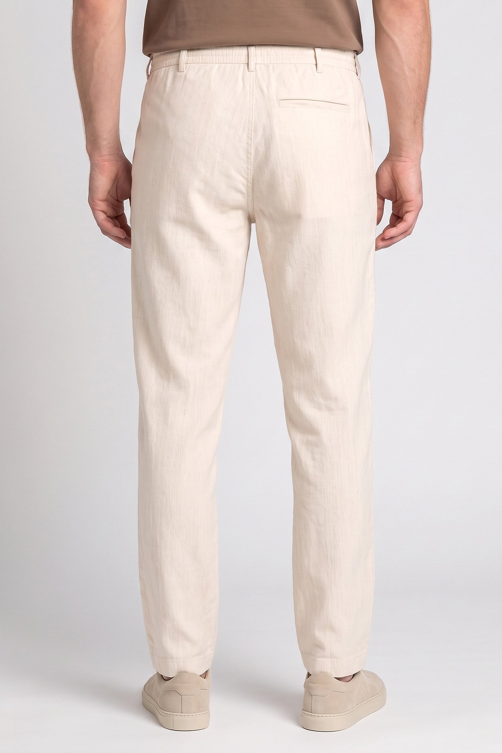 Men Straight Fit Textured Chino Pants, Beige