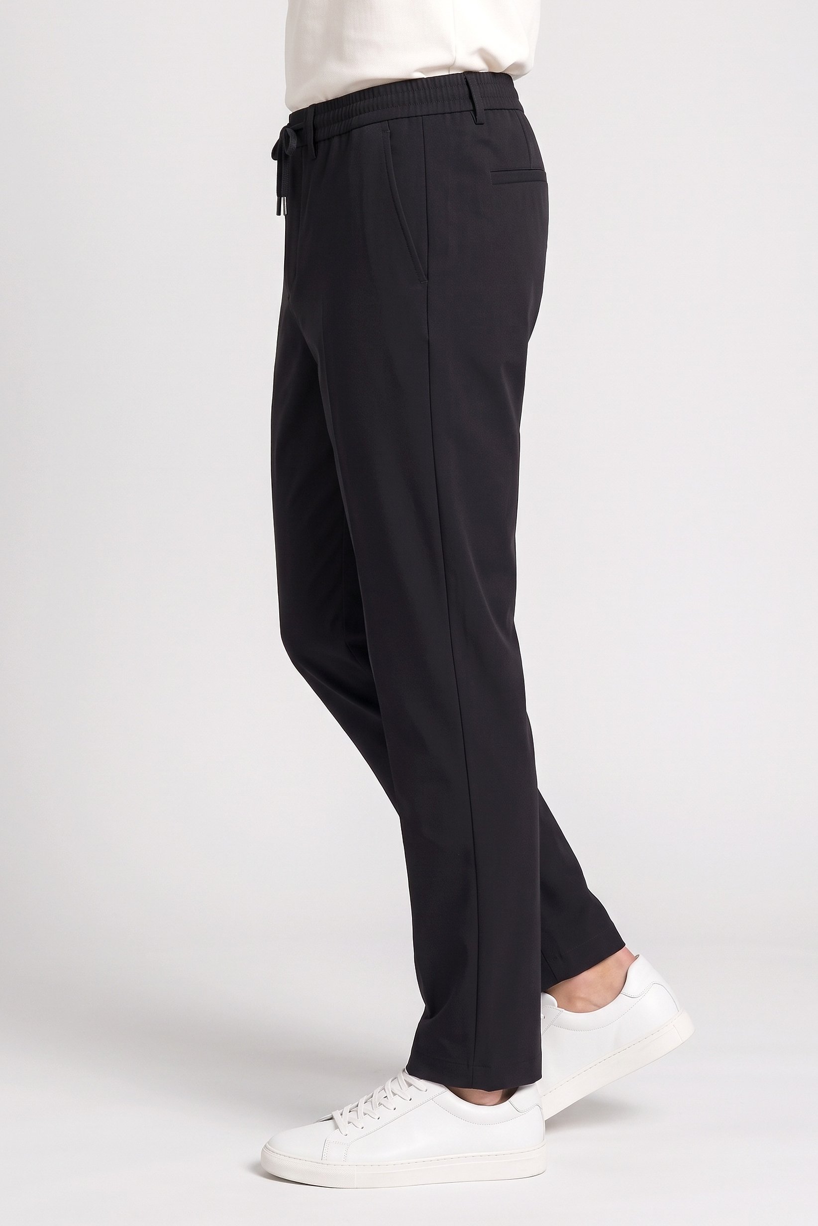 Men Regular Fit Textured Straight Leg Pants, Black