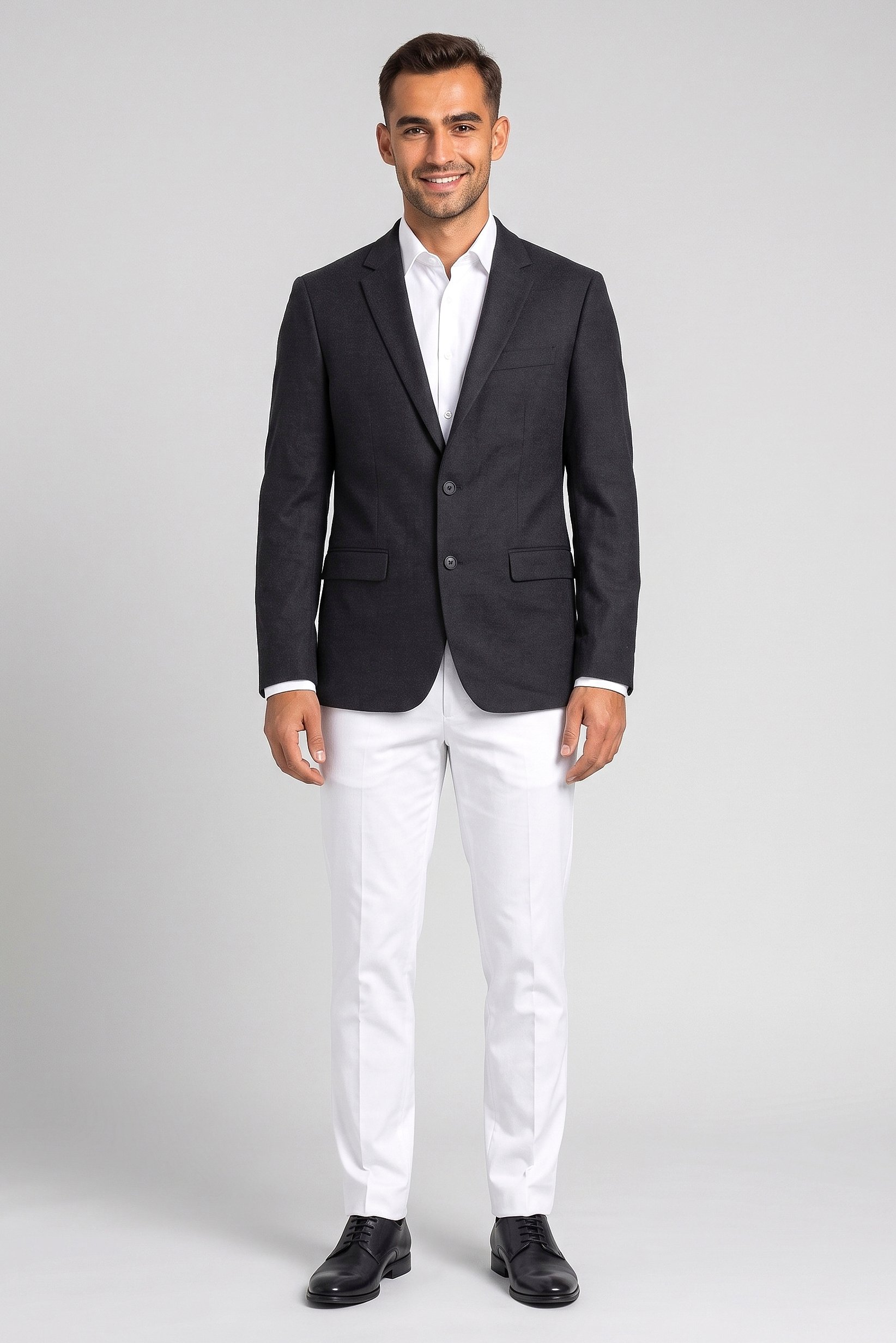 Men Slim Fit Plain Casual Blazer, Black