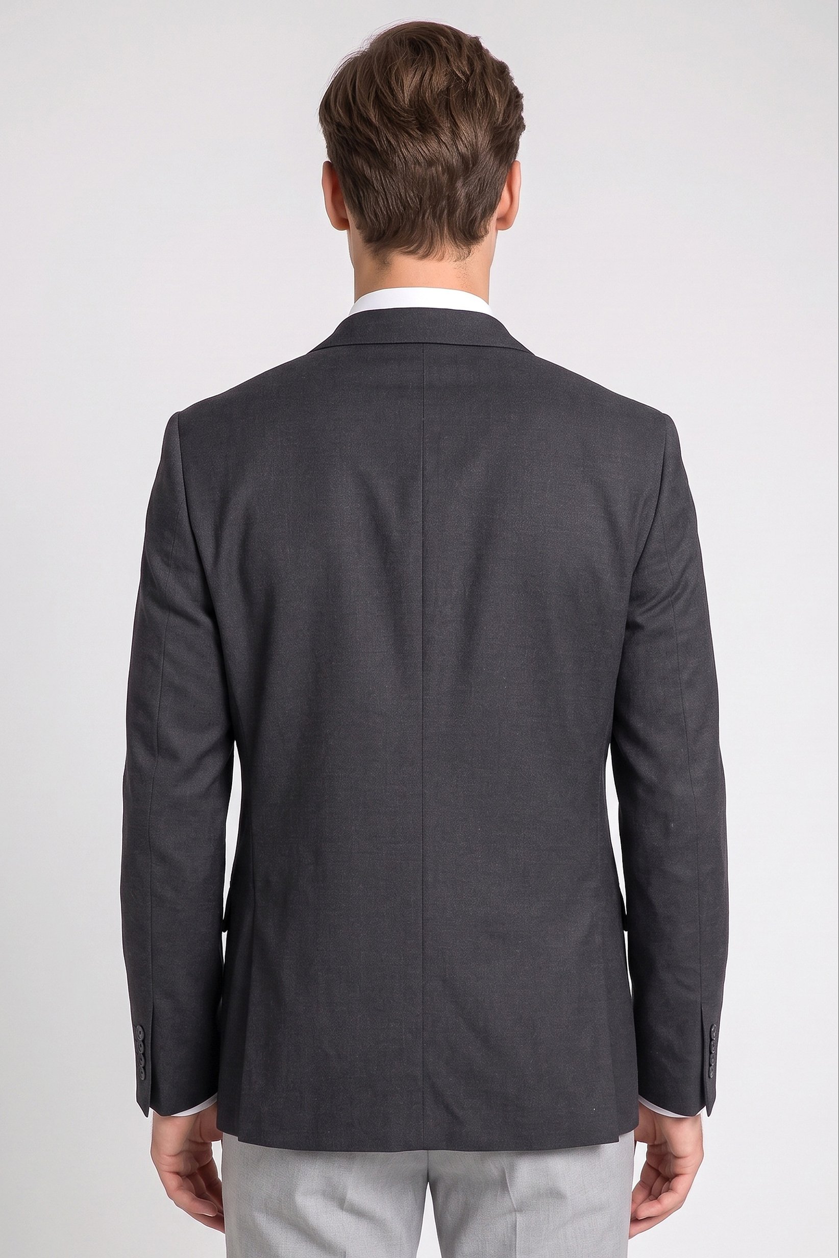 Men Slim Fit Plain Casual Blazer, Dark Grey