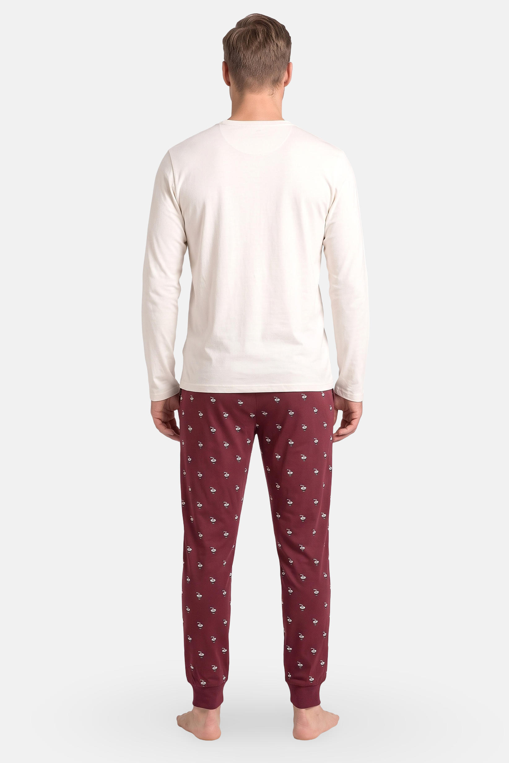 Men 2 Pieces Graphic Print T- Shirt And Pants Pajama Set, Multicolor