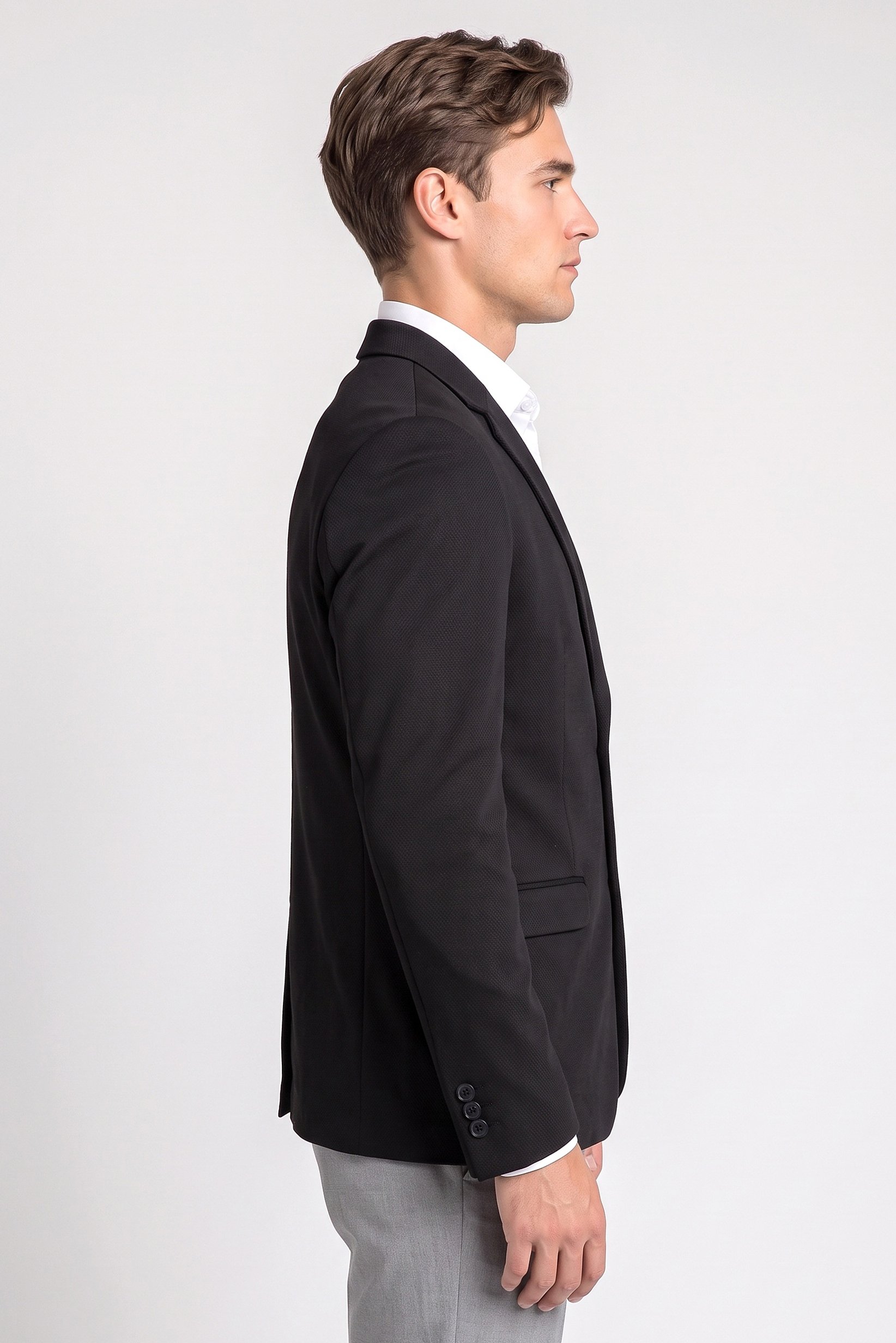 Men Sim Fit Textured Formal Blazer, Black