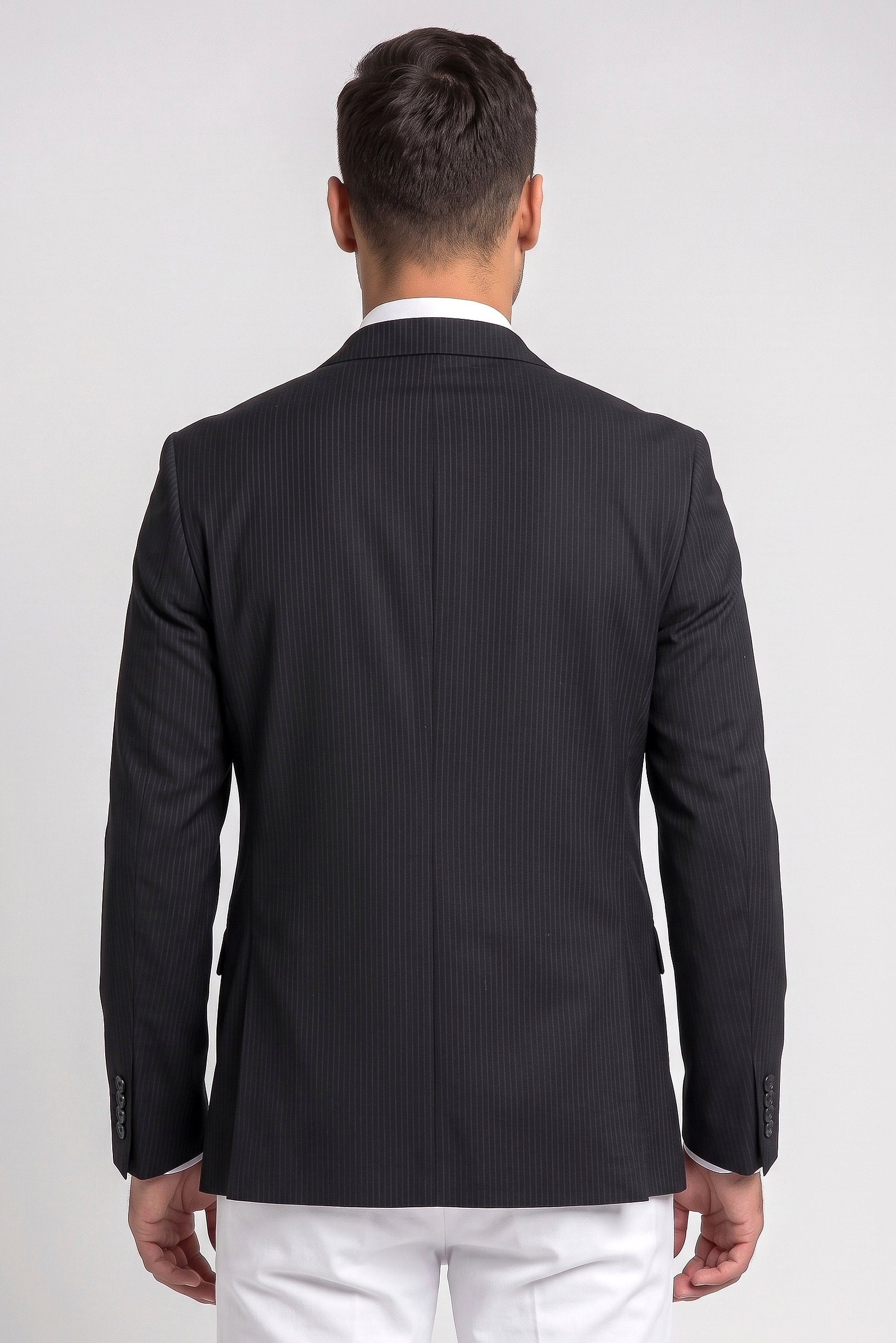 Men Slim Fit Micro Stripe Casual Blazer, Deep Navy