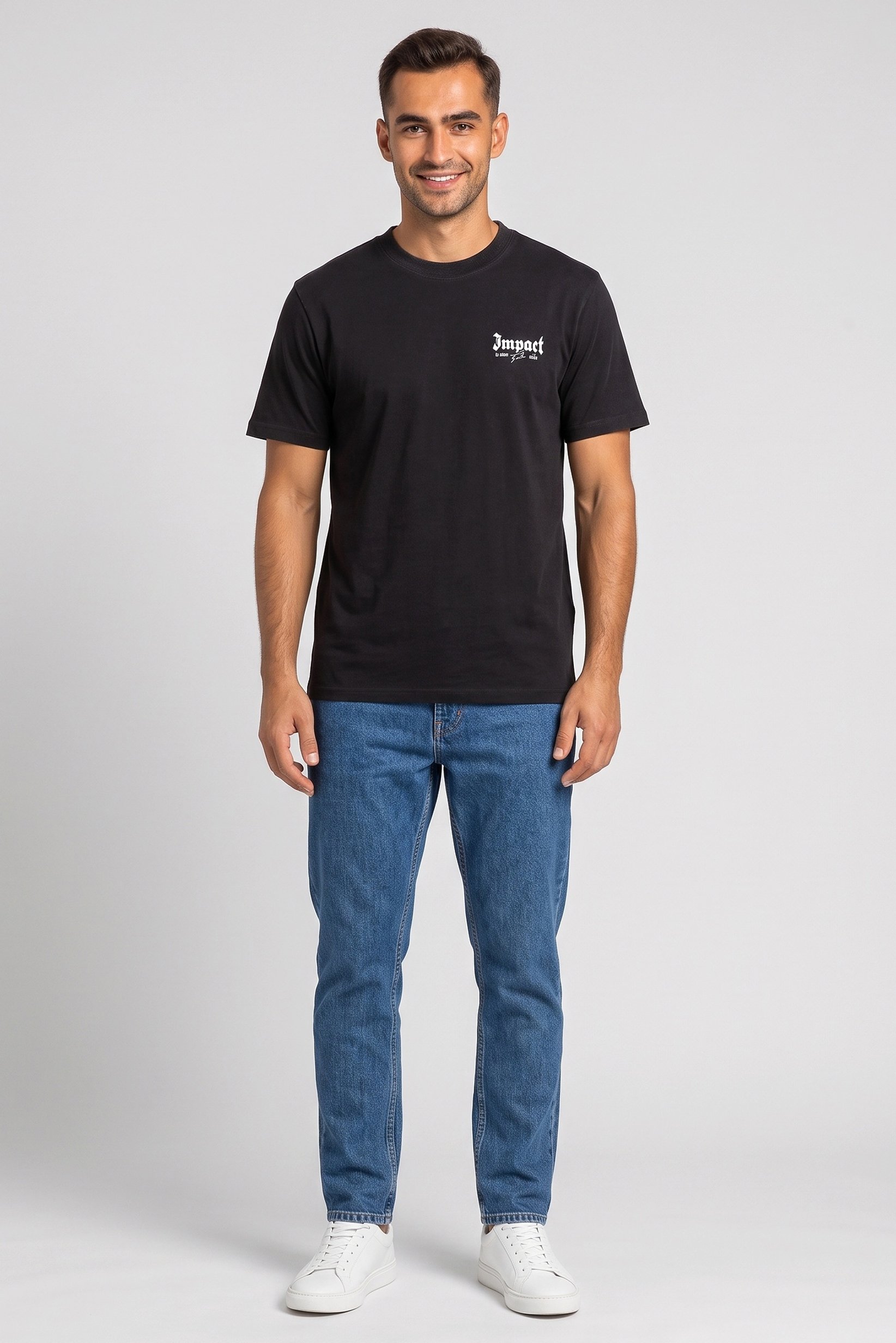 Men Crew Neck Short Sleeve Graphic Print T-Shirt, Black