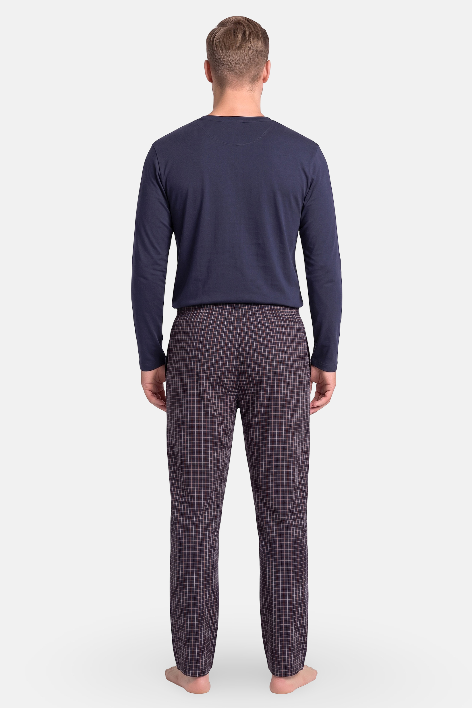 Men 2 Pieces Checkered Print Shirt And Pants Pajama Set, Multicolor
