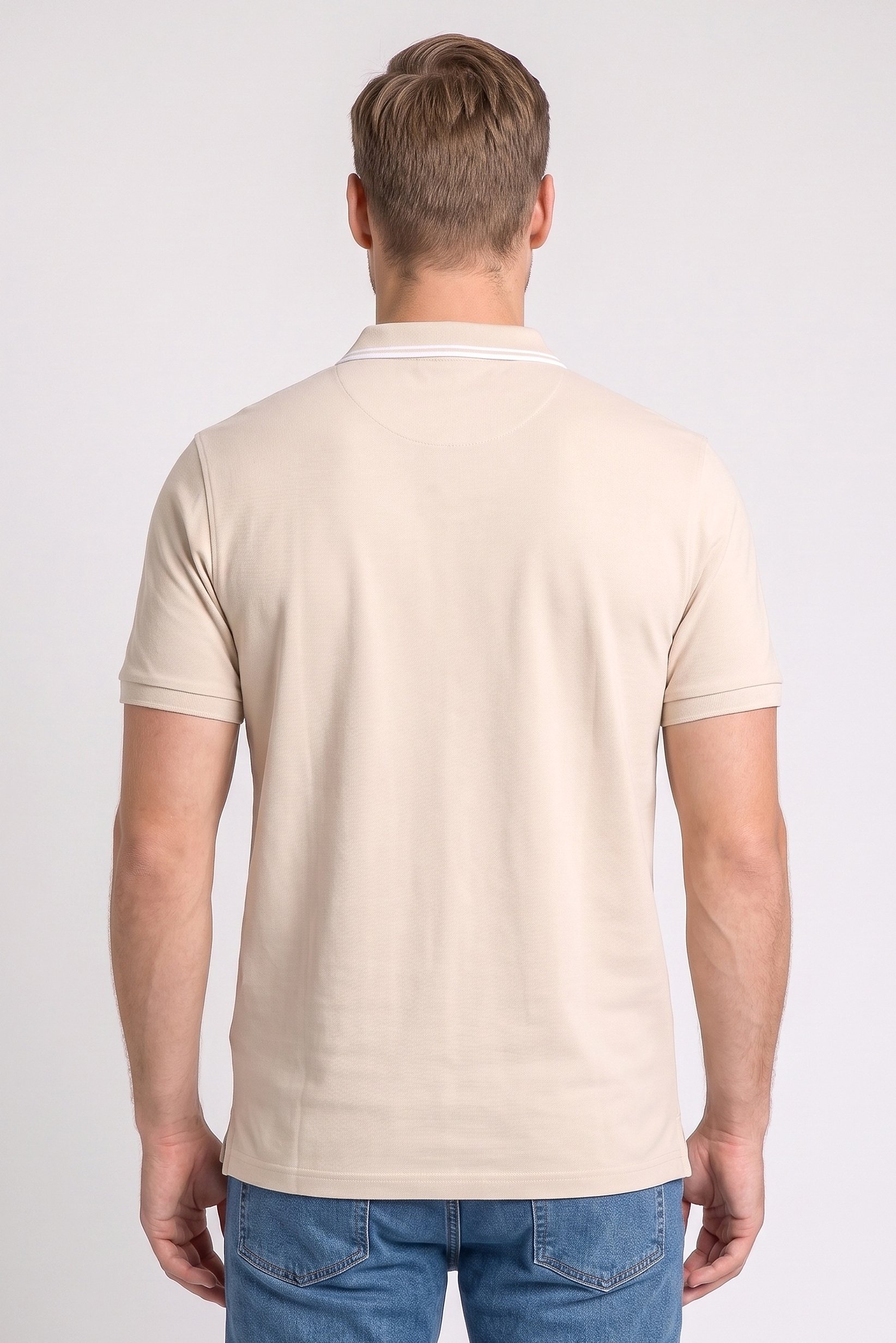 Men Regular Fit  Short Sleeve Plain Polo Shirt, Beige