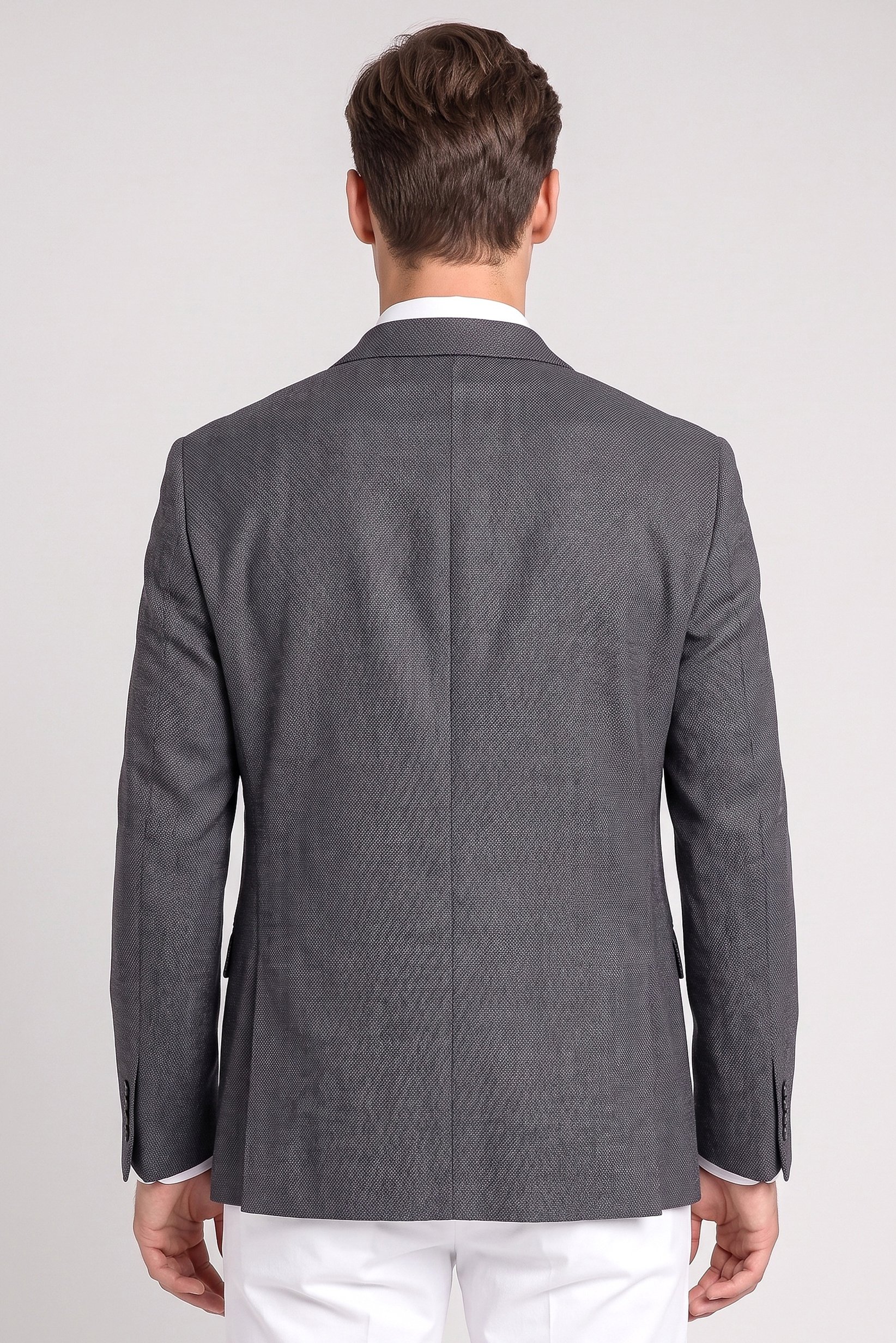 Men Slim Fit Long Sleeve Plain Casual Blazer Jacket, Dark Grey