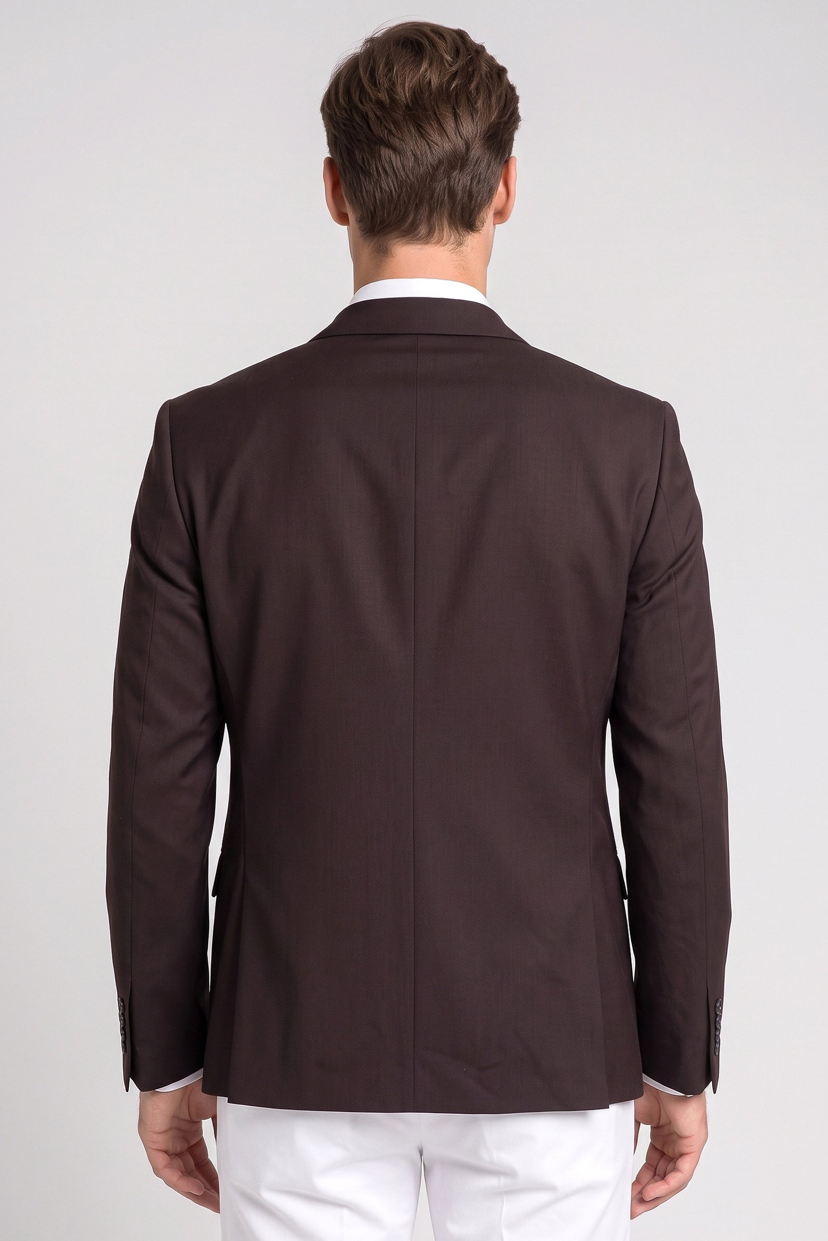 Men Slim Fit Plain Casual Blazer, Chocolate