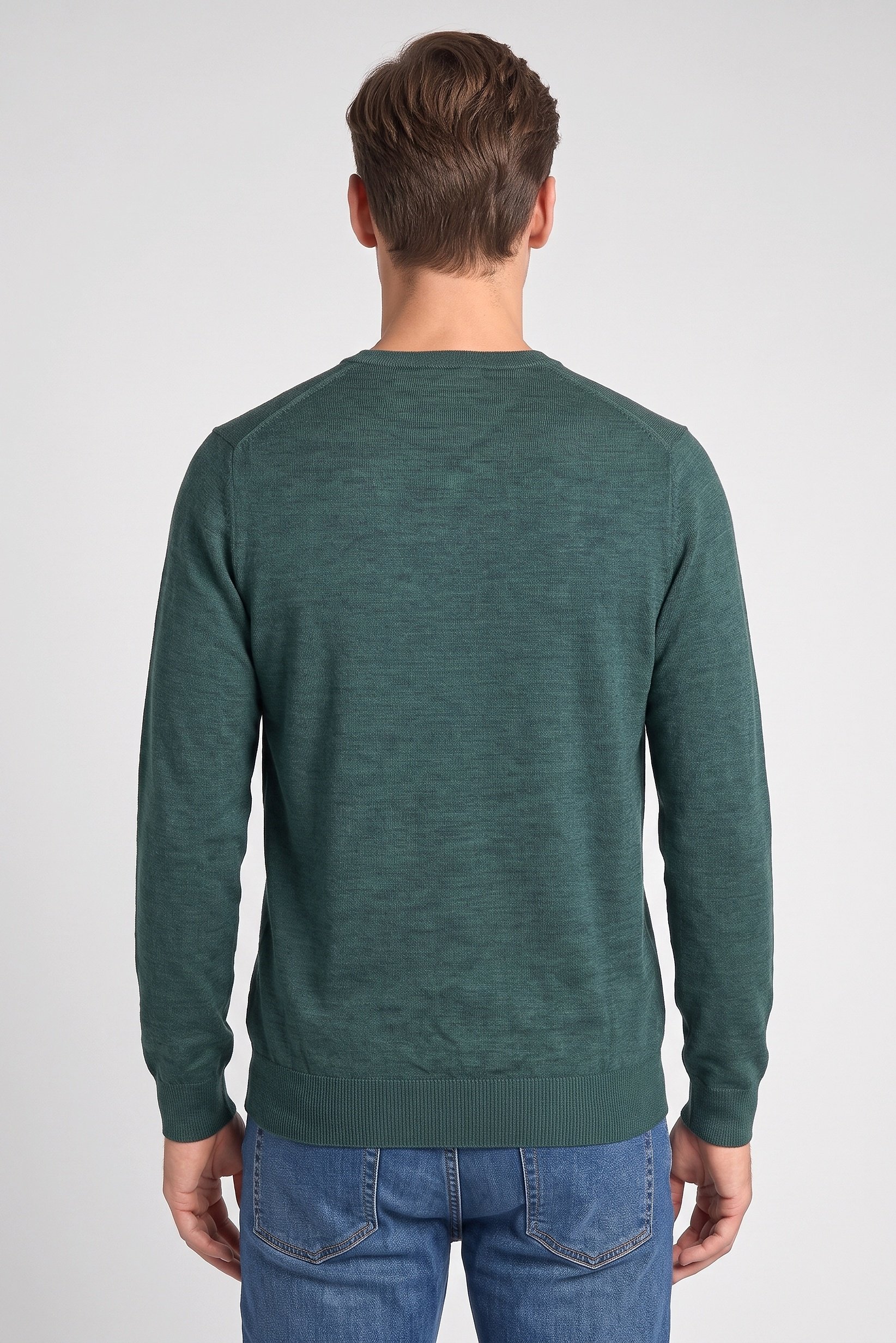 Men Crew Neck Knitted Sweater, Green