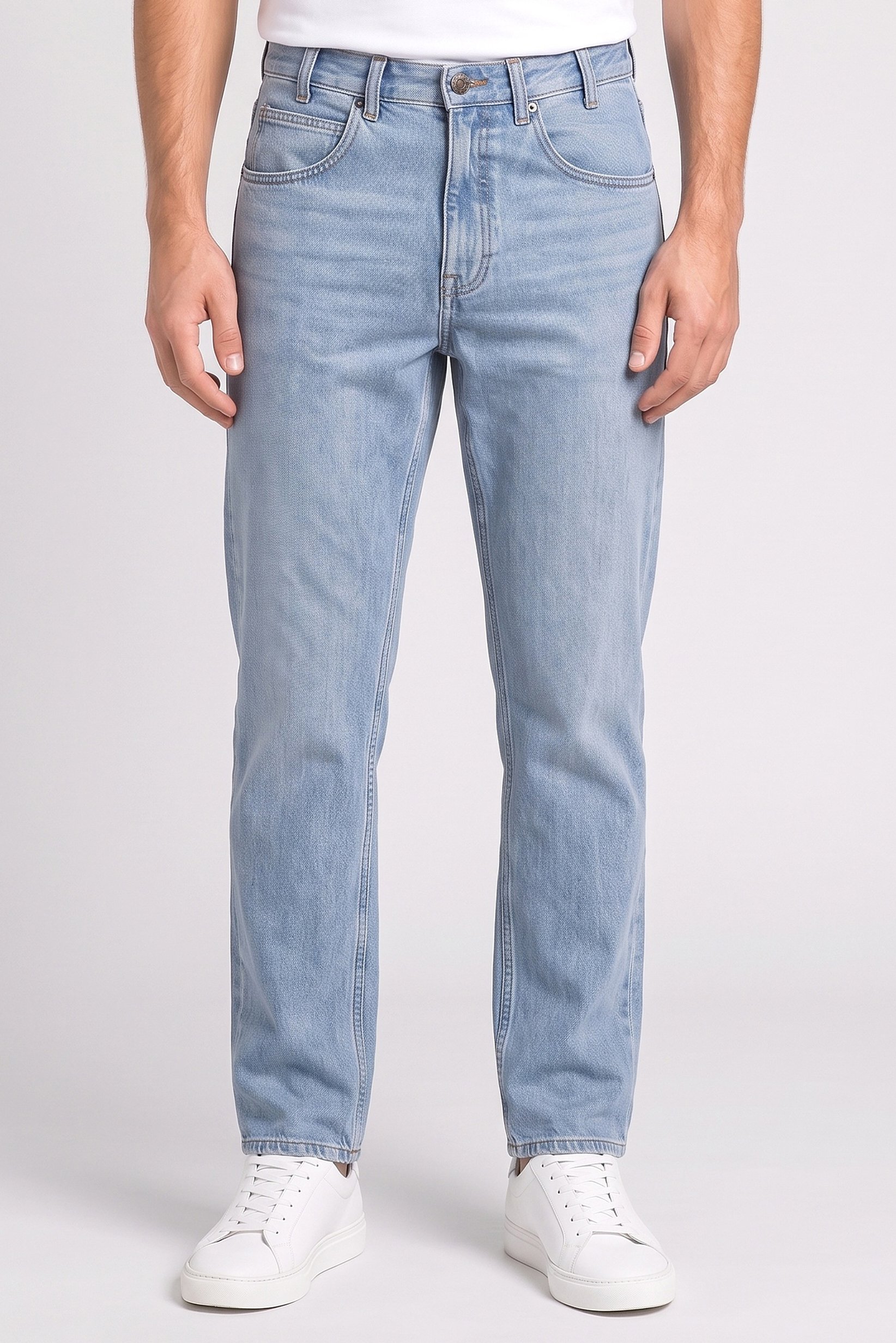 Men Regular Fit Washed Non Stretchable Jeans, Light Blue