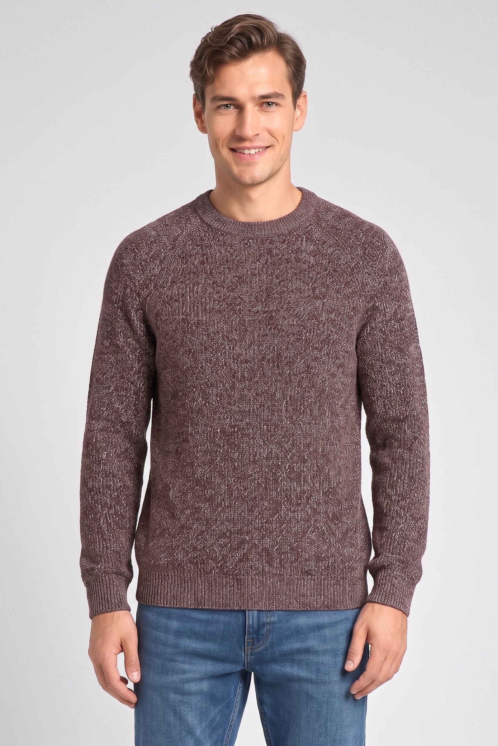 Men Crew Neck Rib Knit Sweater, Multicolor
