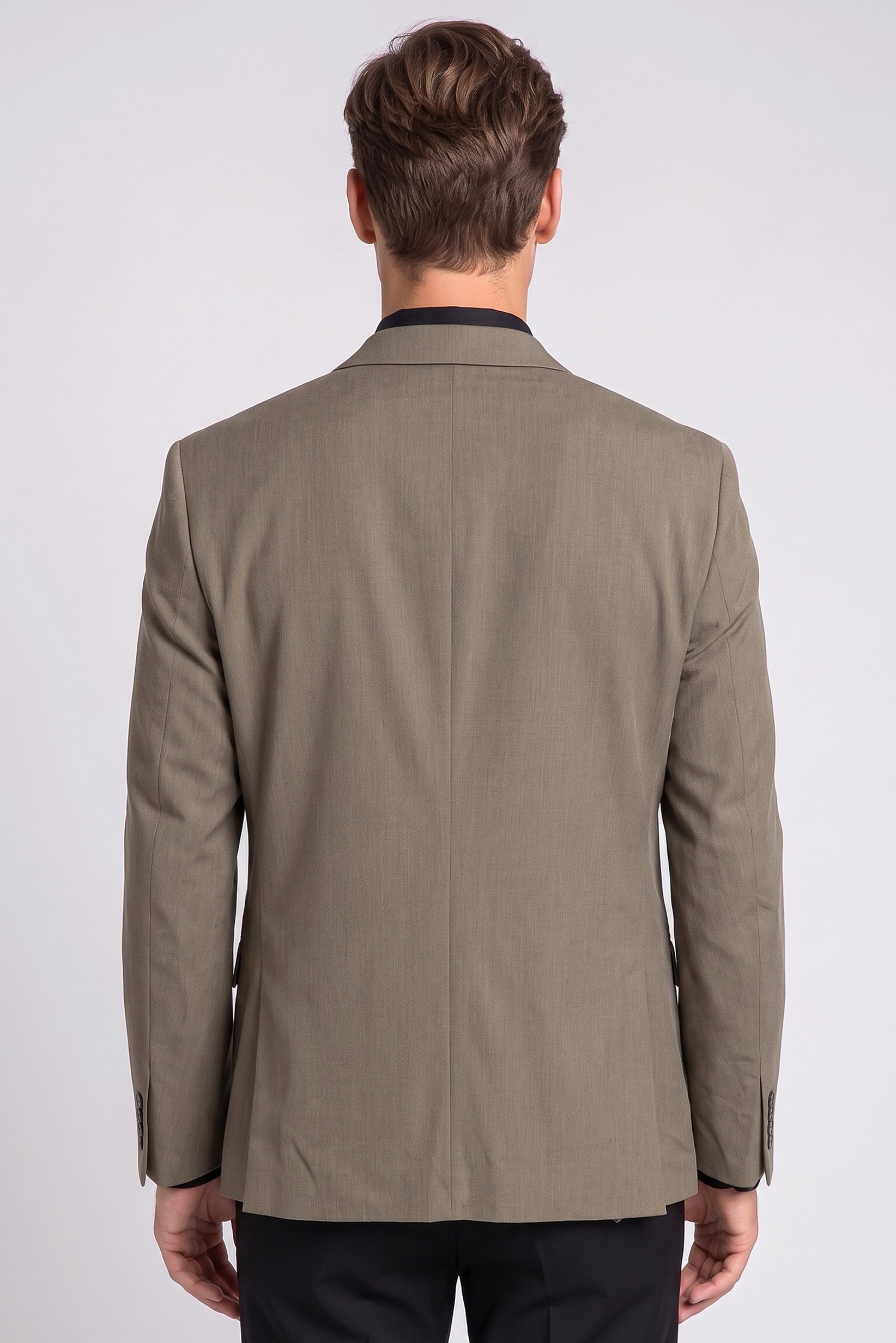 Men Slim Fit Plain Formal Blazer, Light Brown