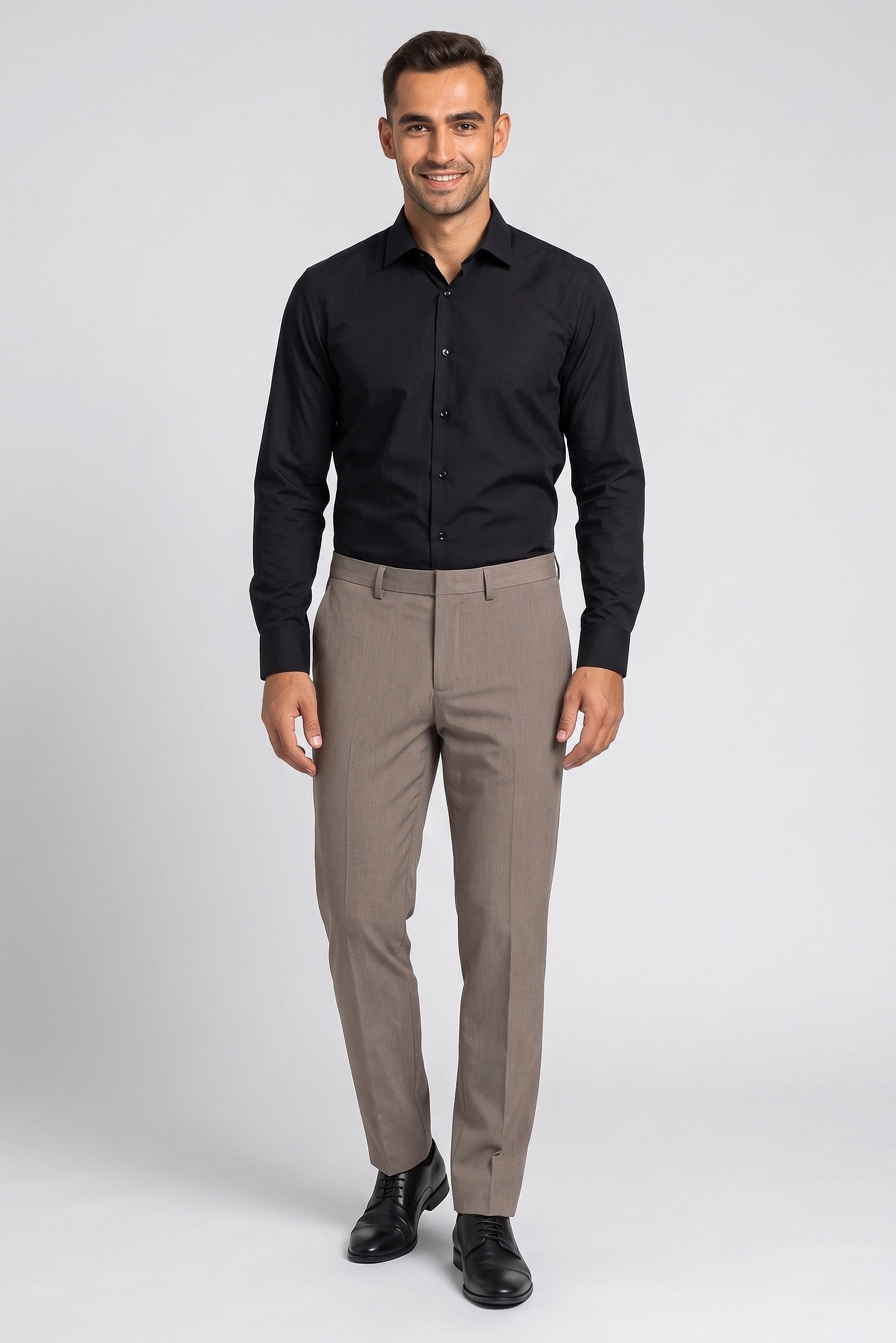 Men Slim Fit Solid Chino Pants, Taupe