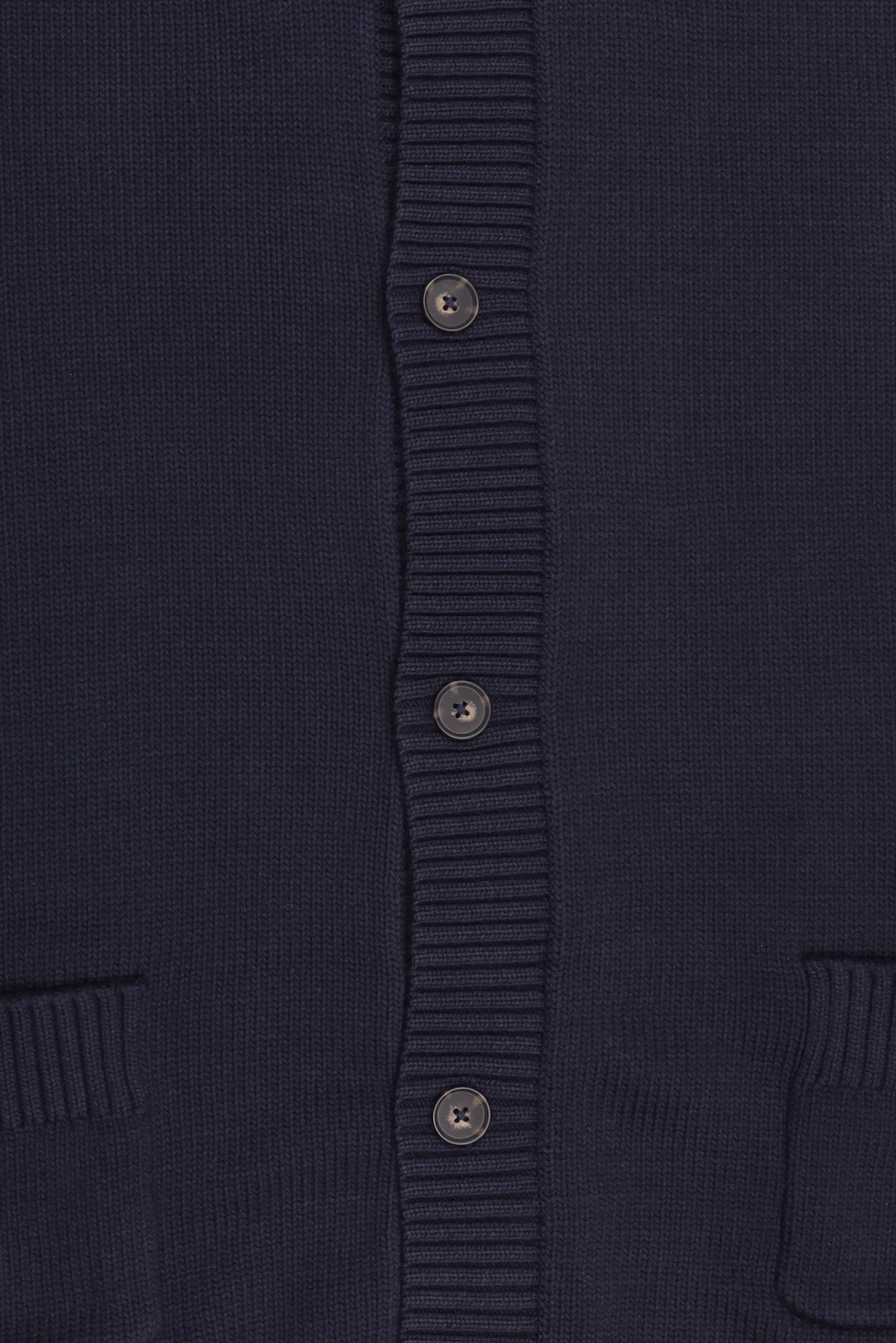 Men High Neck Knitted Long Sleeve Cardigan, Navy