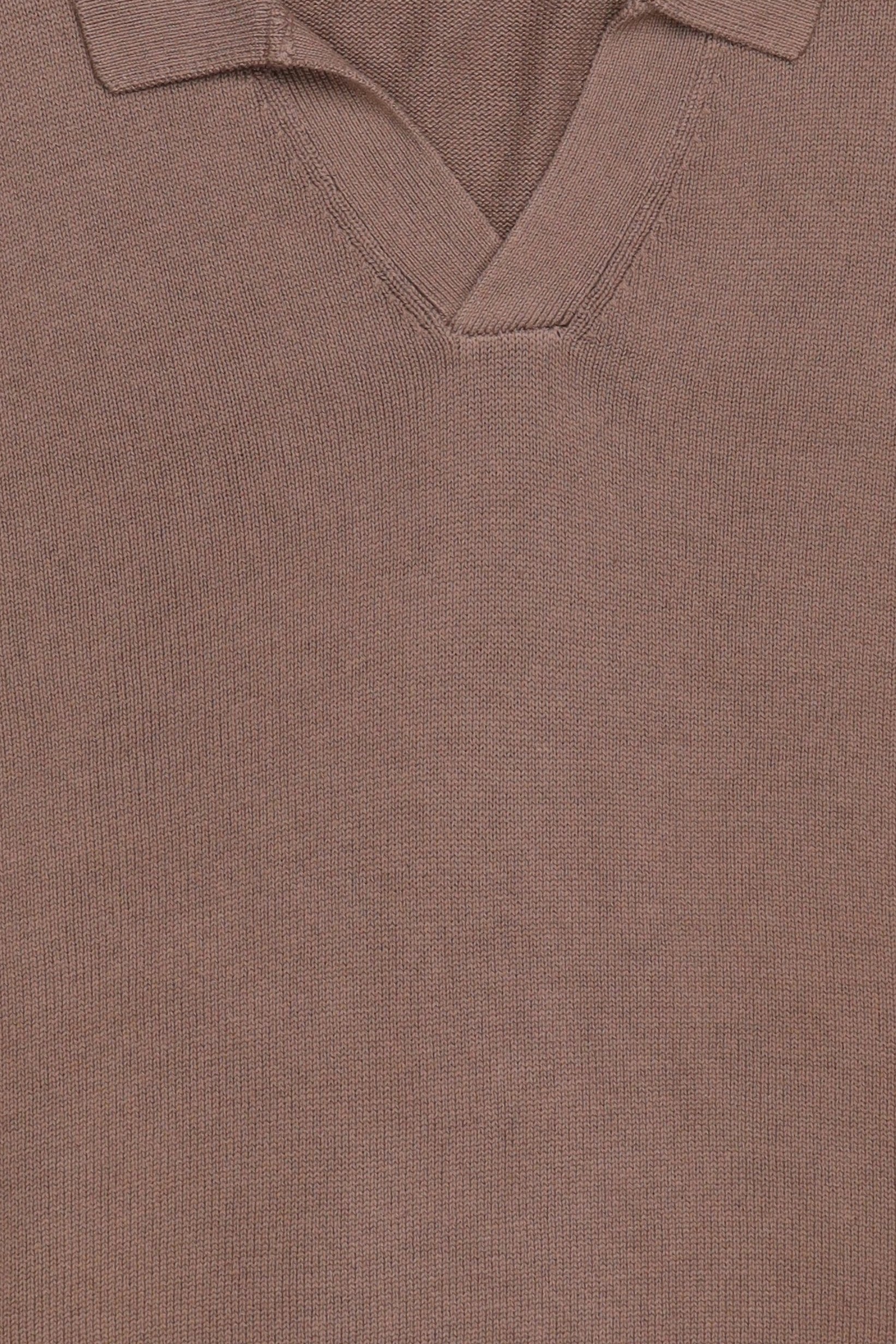 Men Spread Collar Long Sleeve Knitted Sweater, Brown