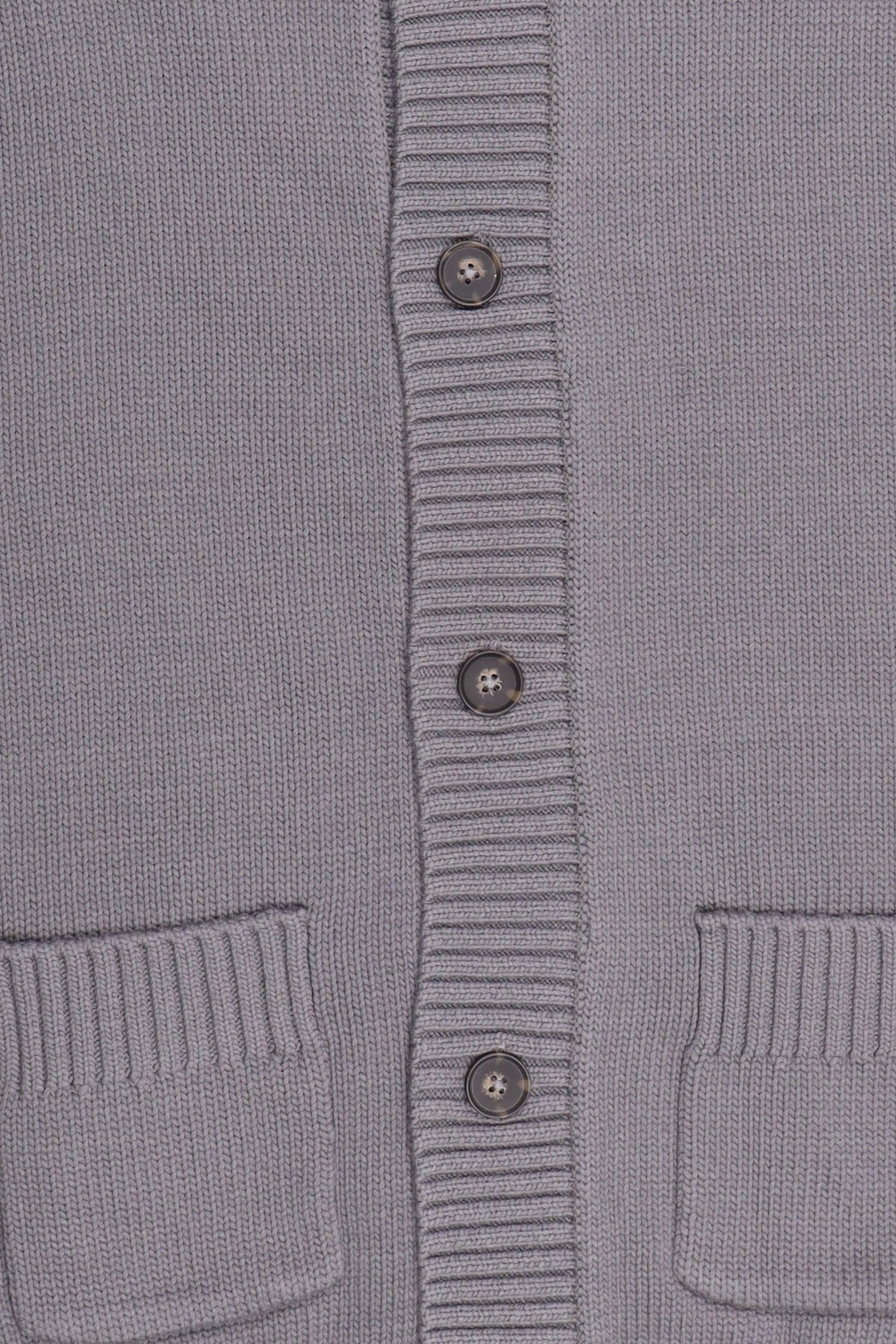 Men High Neck Knitted Cardigan, Grey