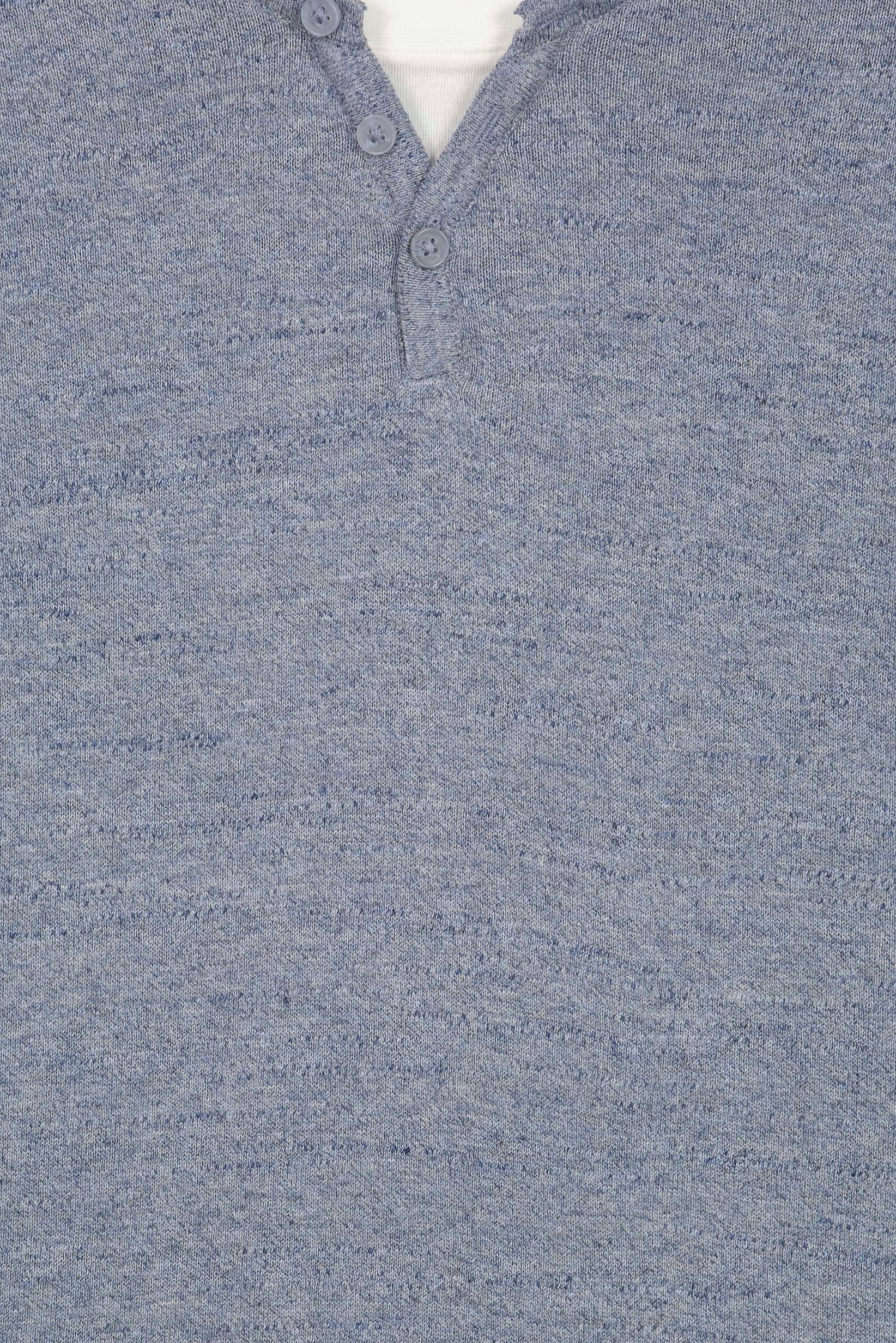 Men Crew Neck Long Sleeve Knitted T-Shirt, Blue
