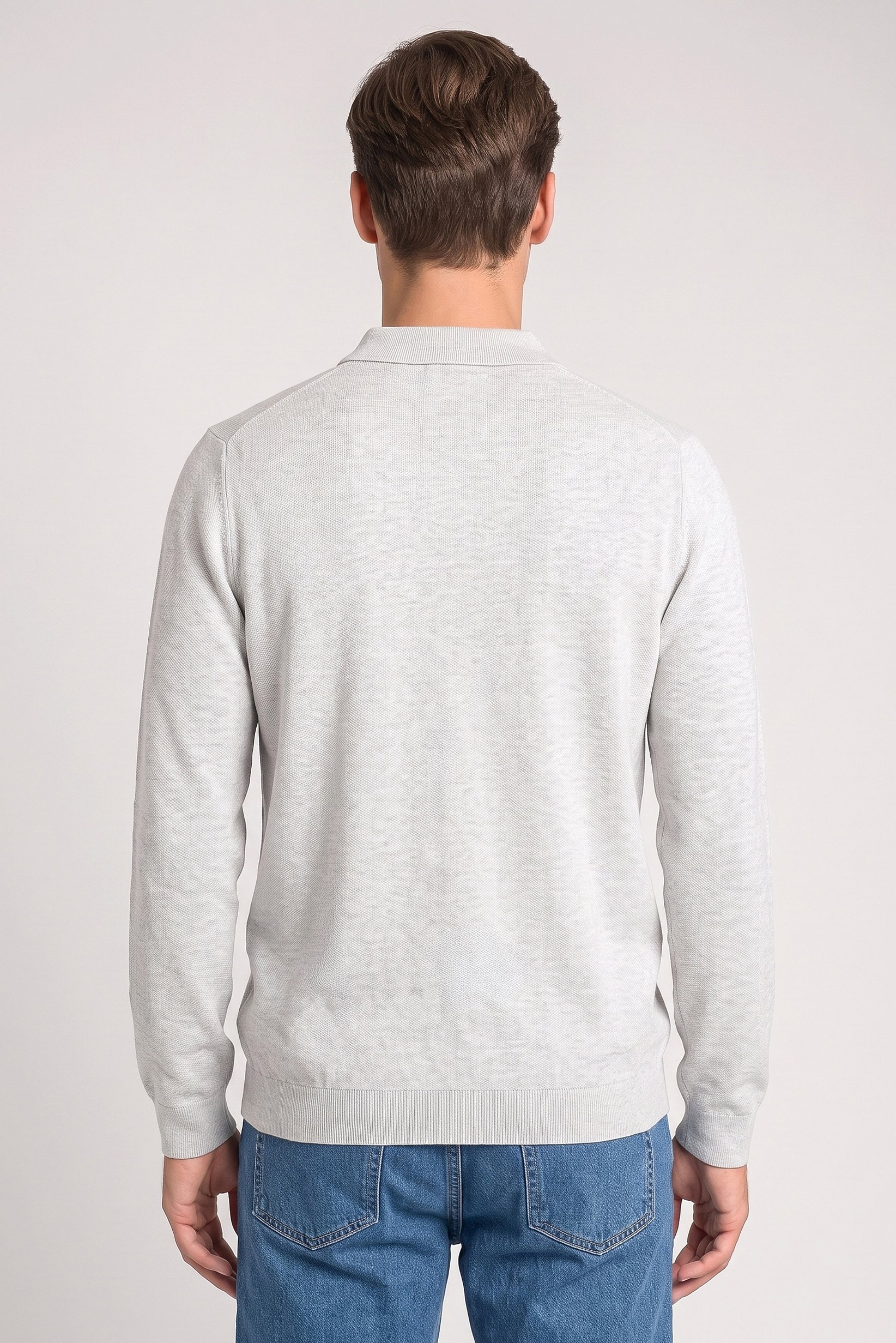 Men Spread Collar Knitted Sweater, Grey