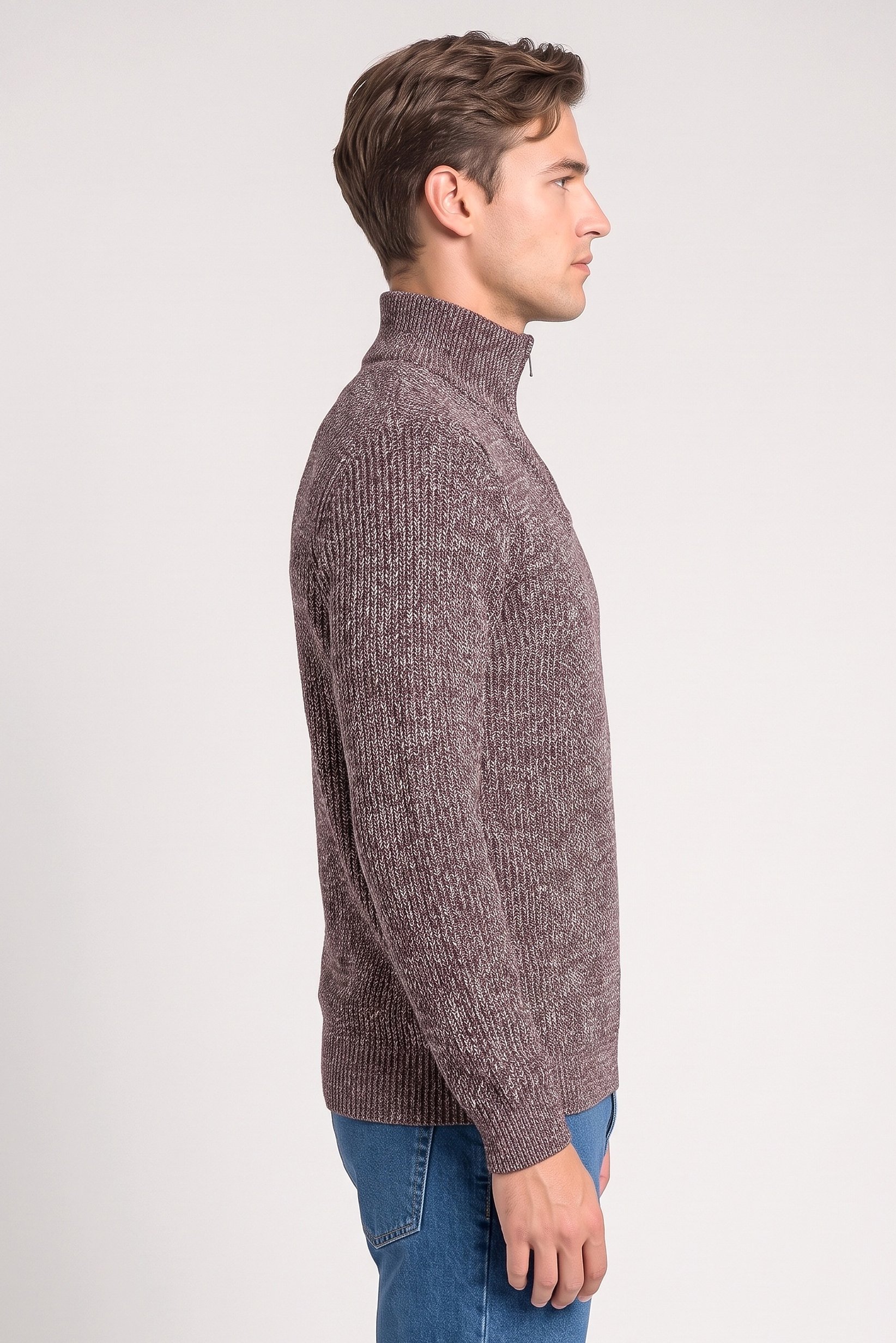 Men Mock Neck Knitted Sweater, Multicolor
