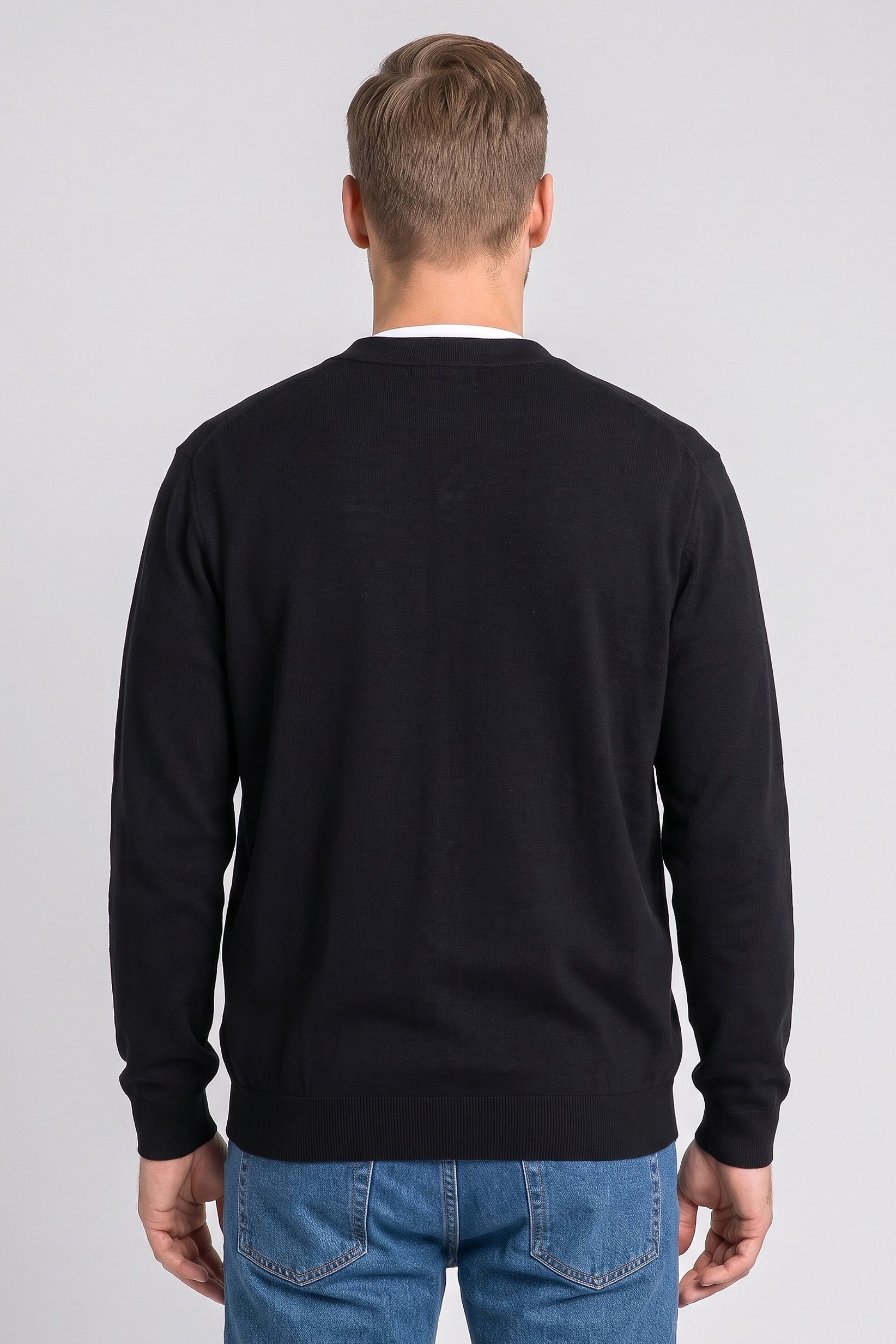 Men V Neck Long Sleeve Knitted Cardigans, Black