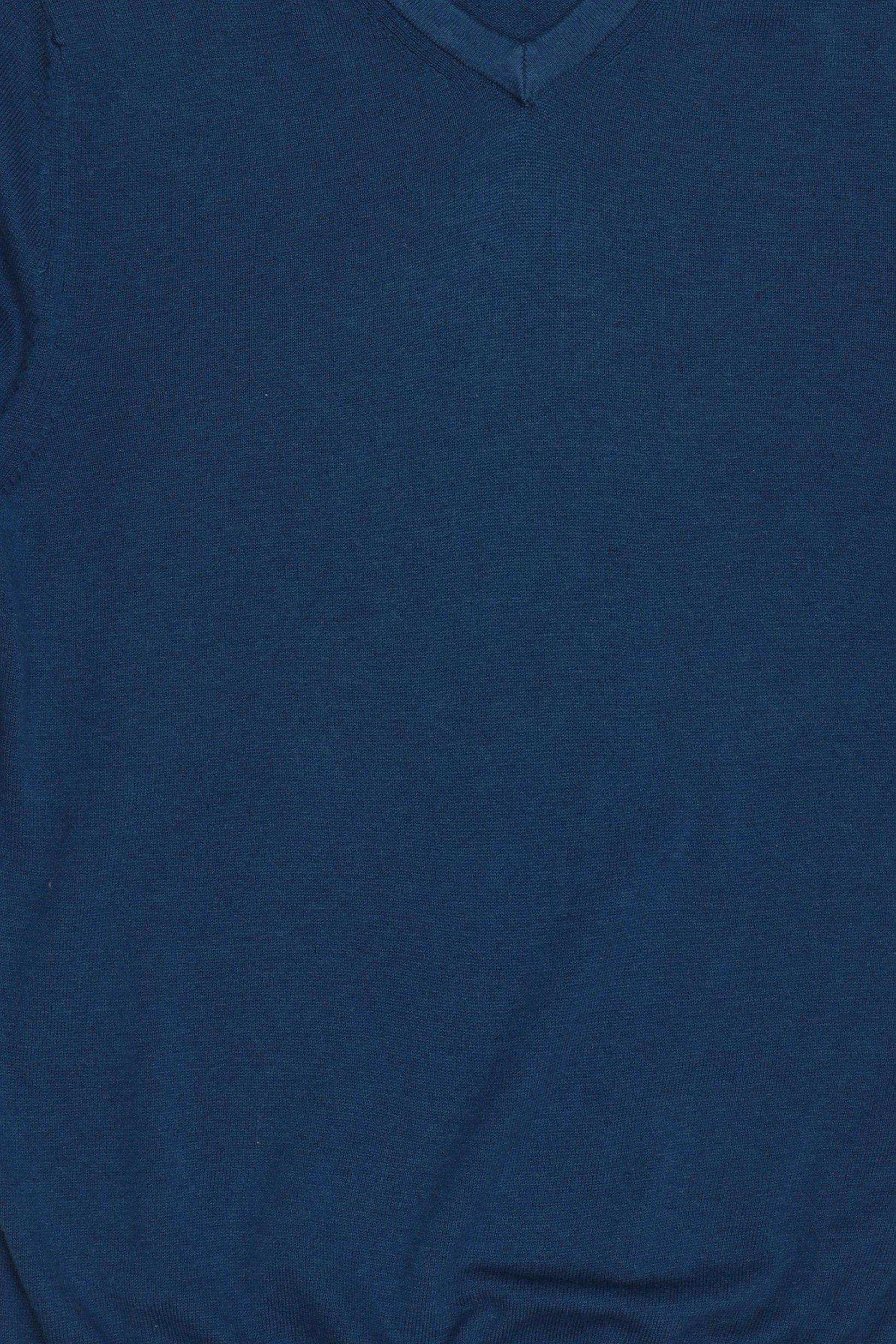 Men V Neck Knitted Sweater, Teal Blue