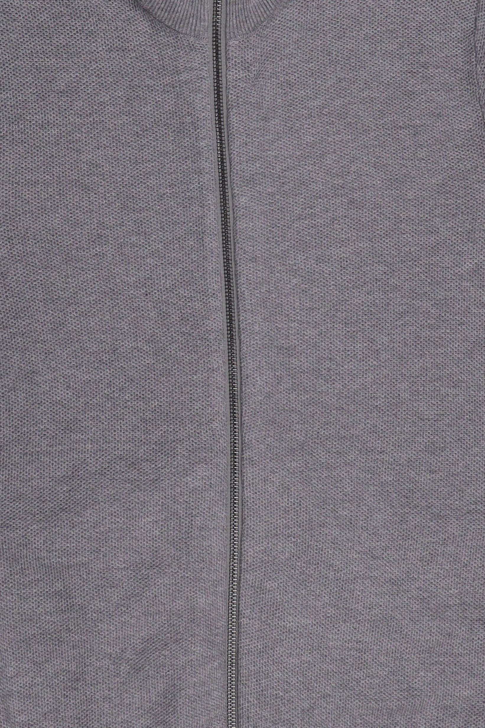 Men Mock Neck Knitted Full Zip Sweater, Grey