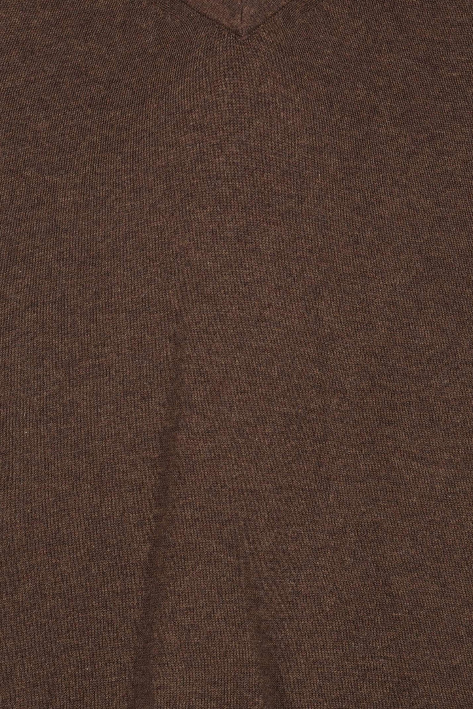 Men V-Neck Long Sleeve Plain Sweater, Coffee