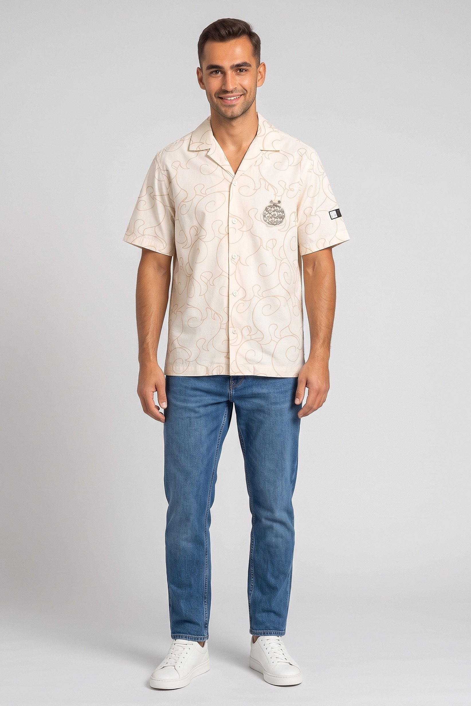 Celio x One Piece Men Allover Print Short Sleeve Casual Shirt, Multicolor