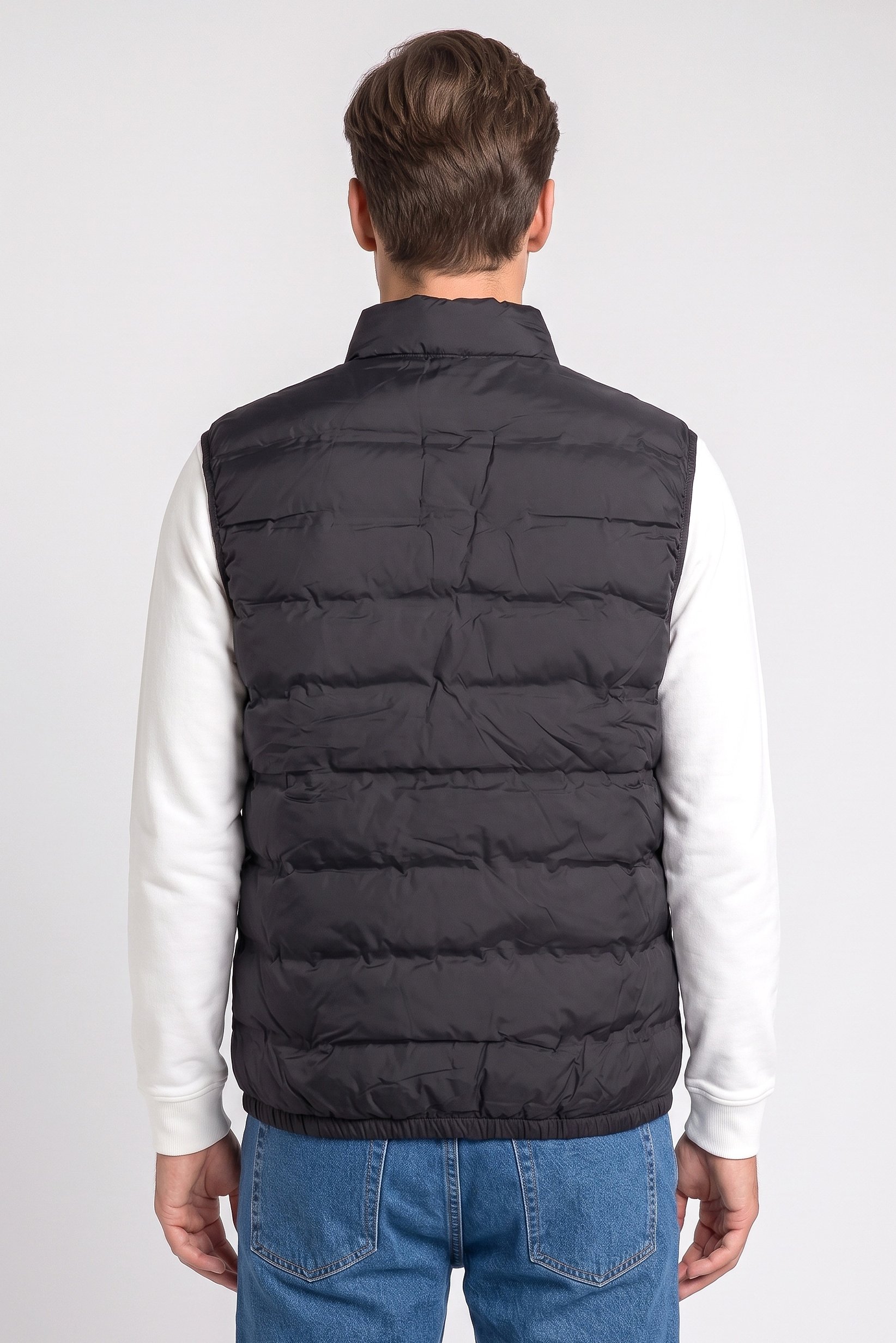 Men Quilted Jacket Vest, Black