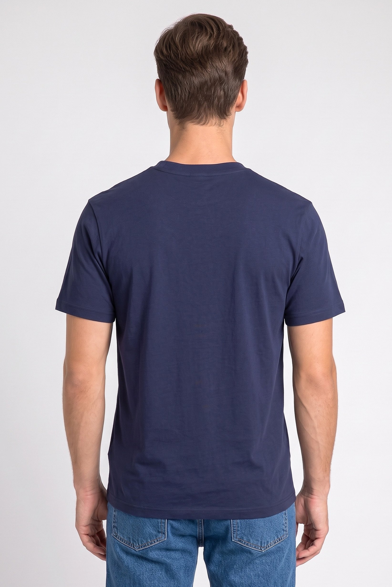 Men Crew Neck Short Sleeve Graphic Print T-Shirt, Navy
