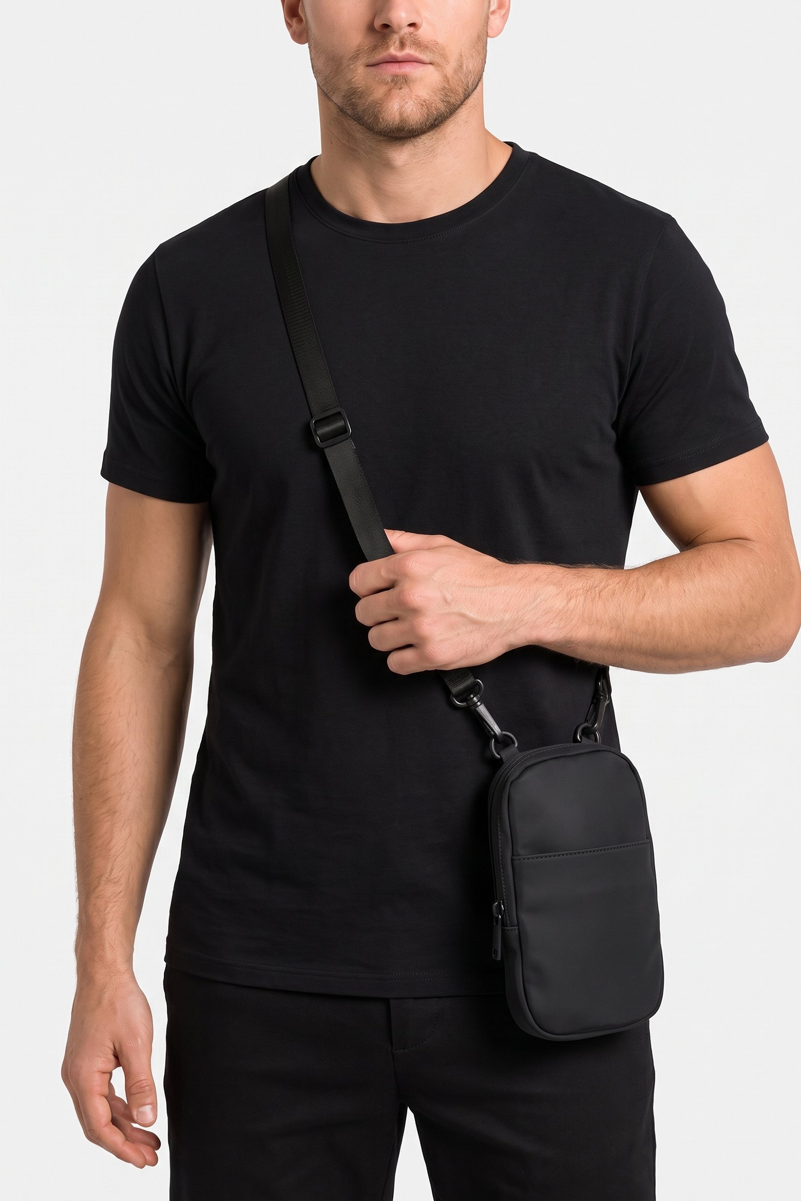 Women Solid Phone Mobile Cross Body Bag, Black