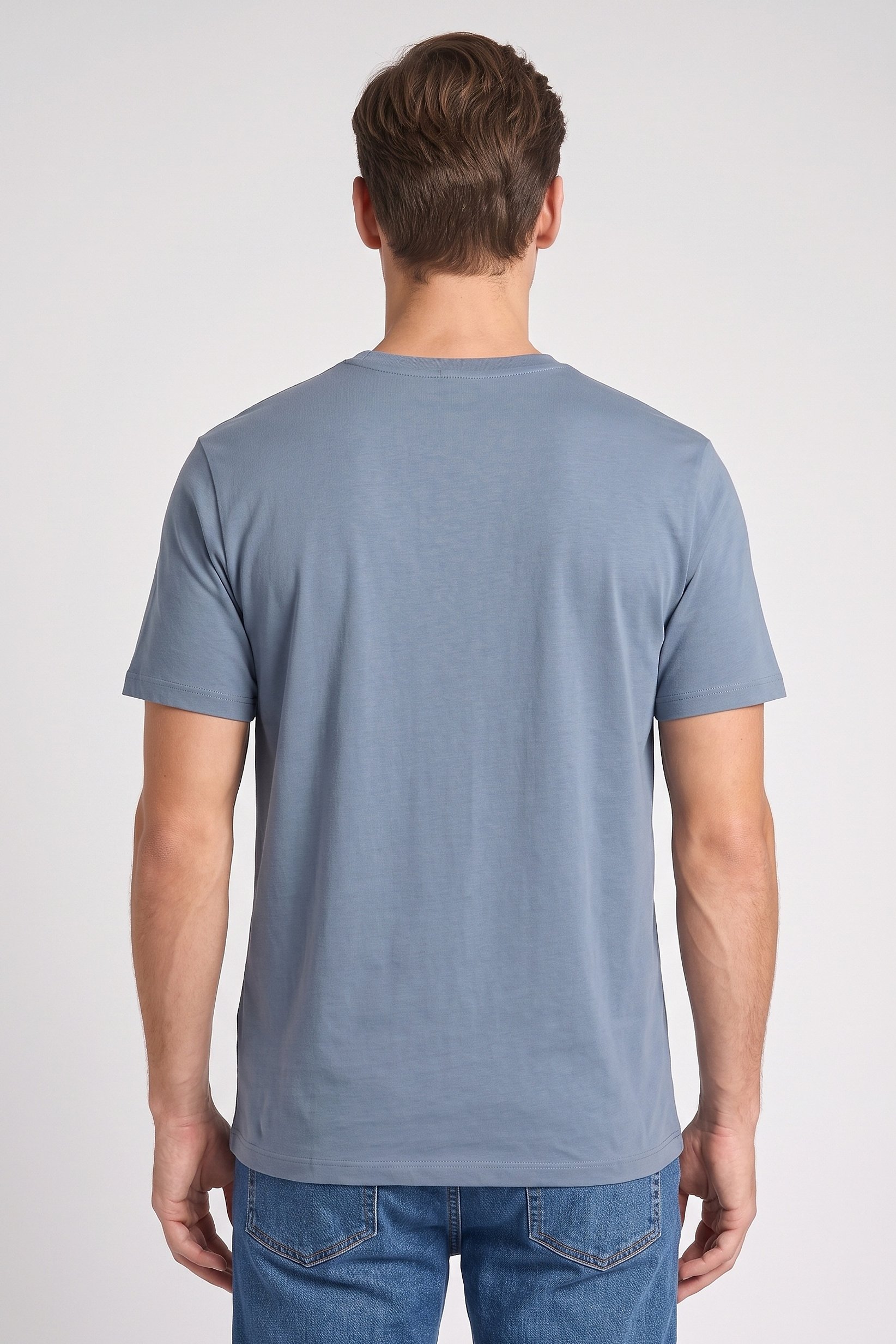 Men Crew Neck Short Sleeve Solid T-Shirt, Slate Blue
