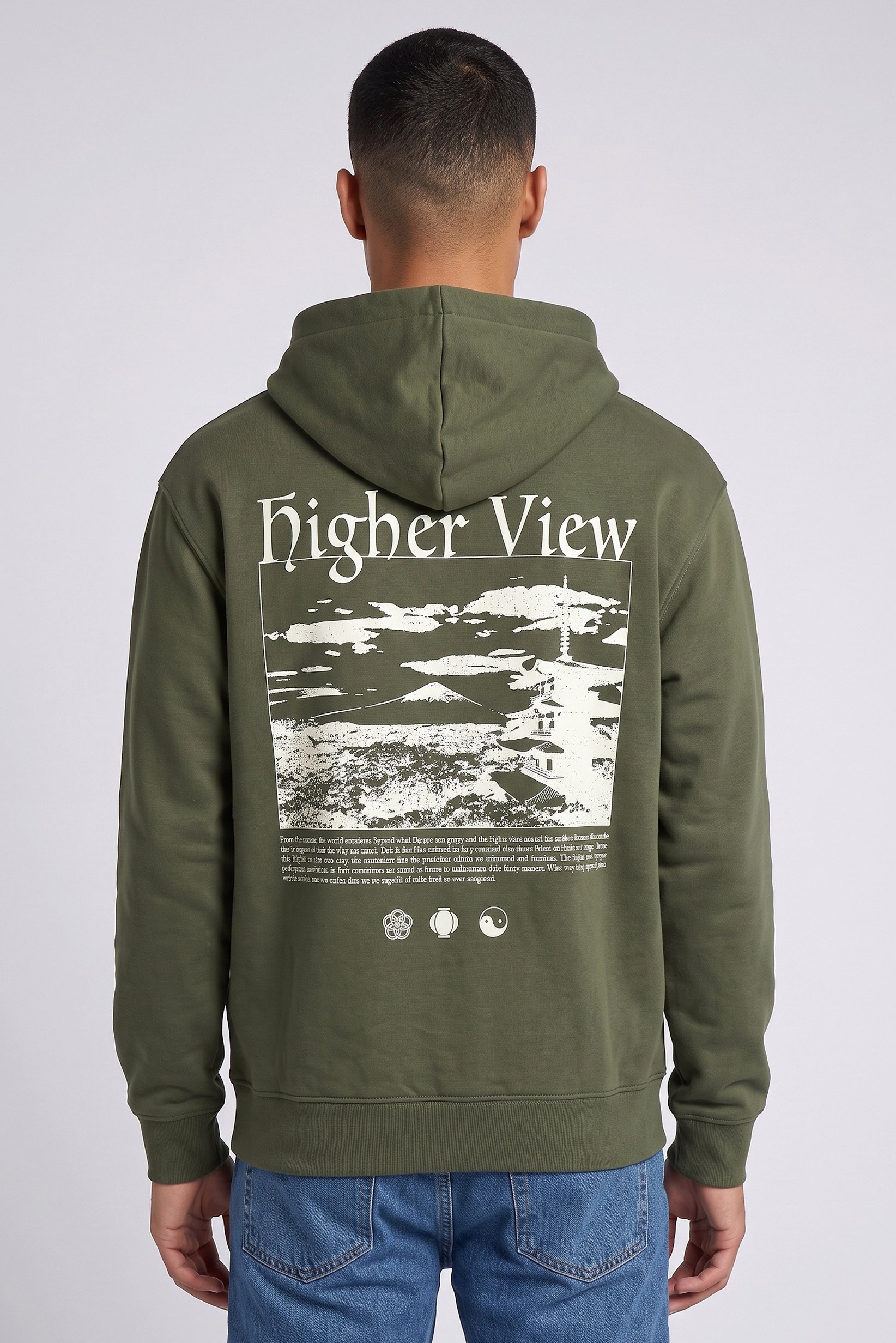 Men Graphic Print Long Sleeve Hoodie, Green