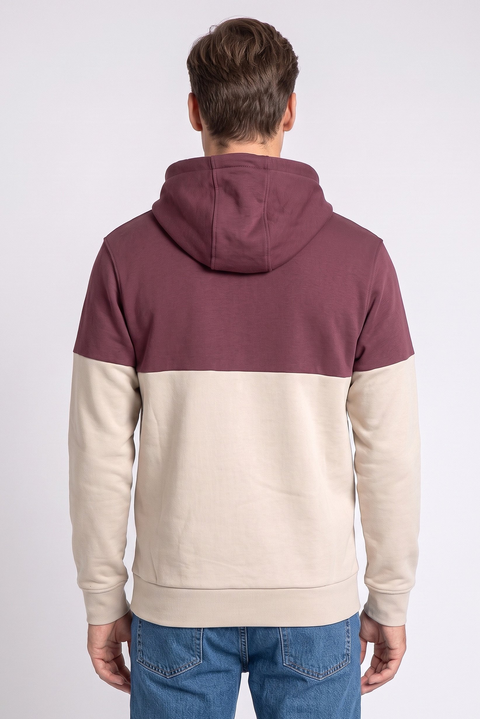 Men Two Tone Long Sleeve Hoodie, Multicolor