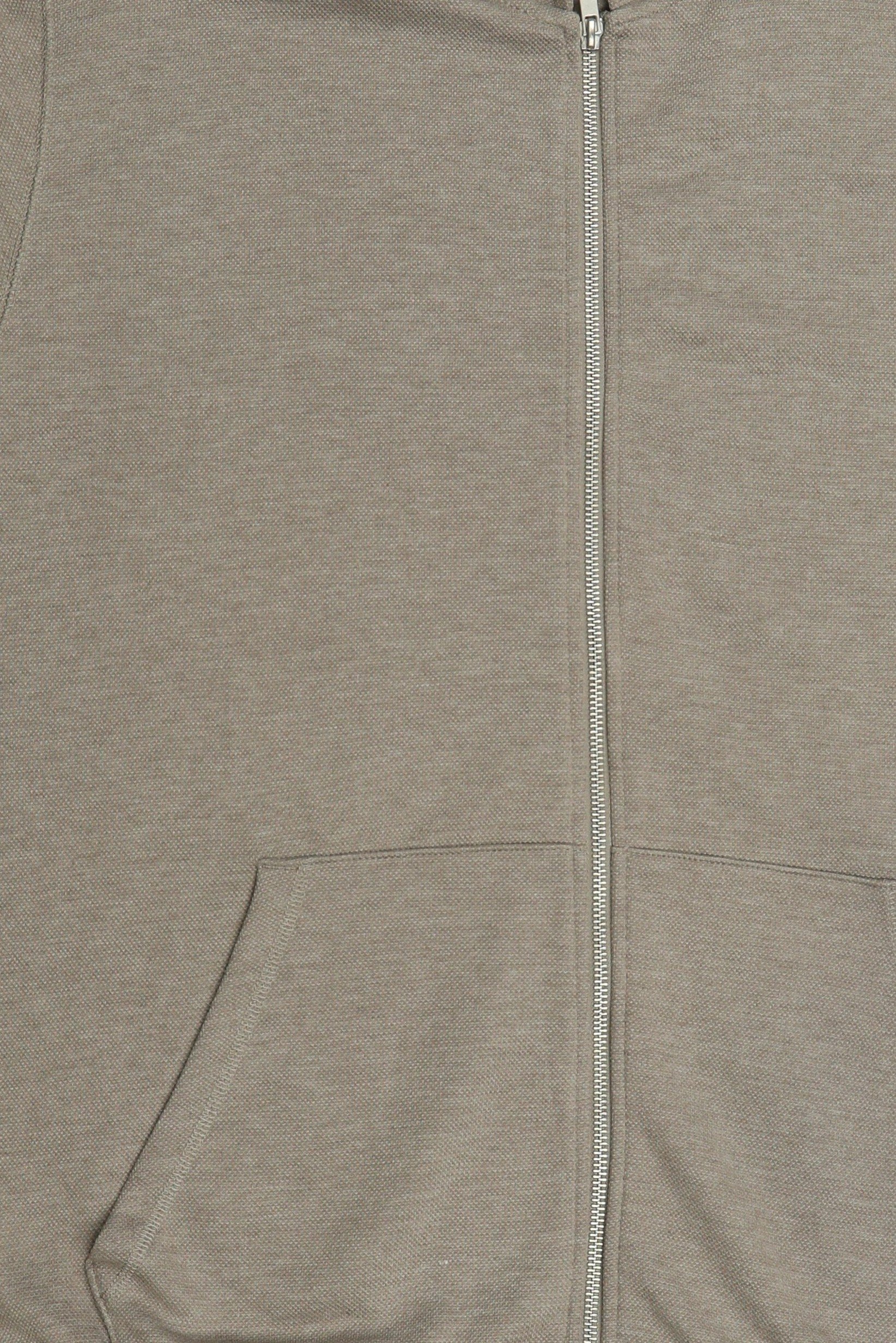 Men Long Sleeve Textured Full Zip Hoodie, Light Taupe