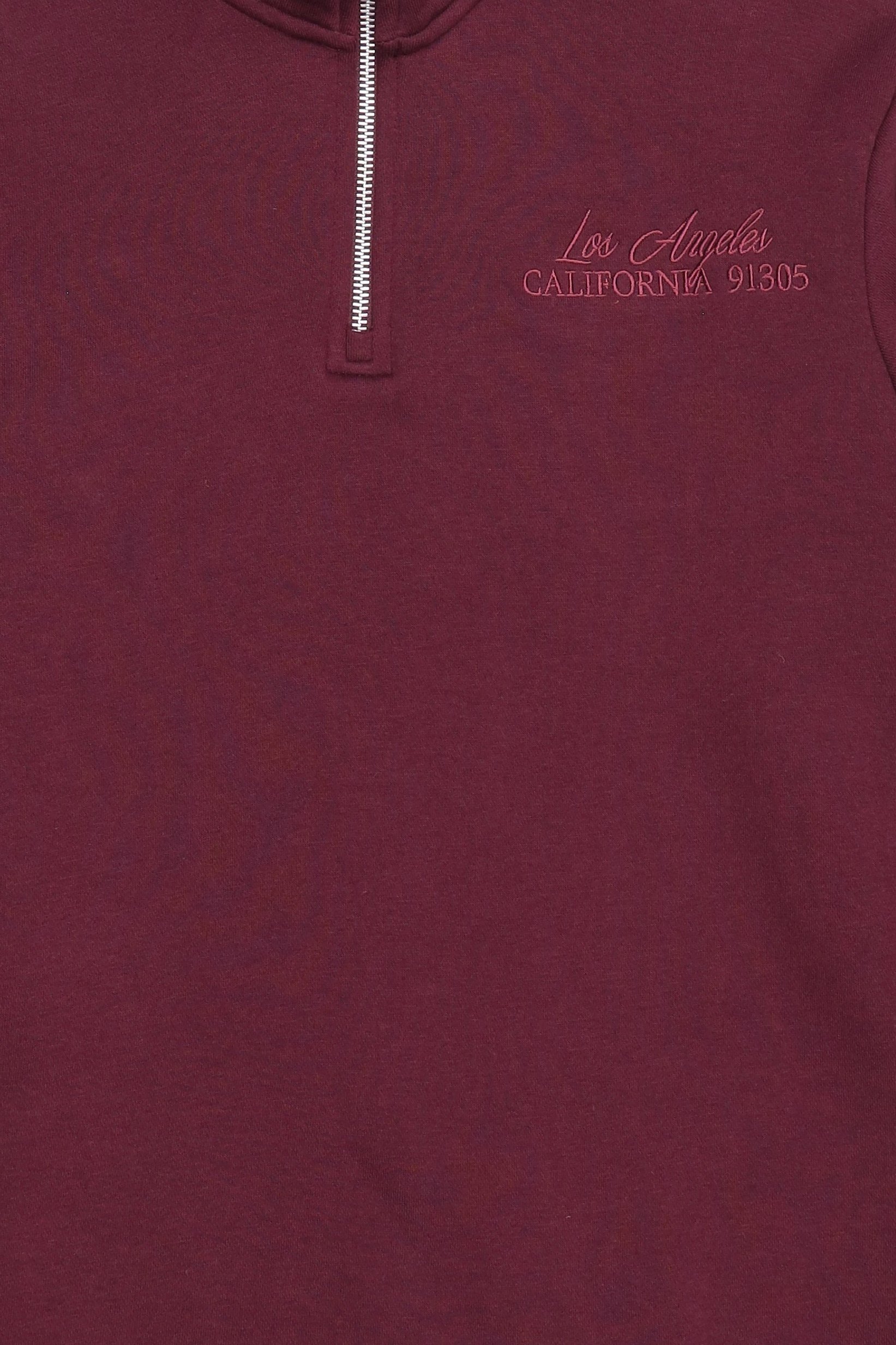 Men High Neck Embroidered Long Sleeve Sweatshirt, Maroon